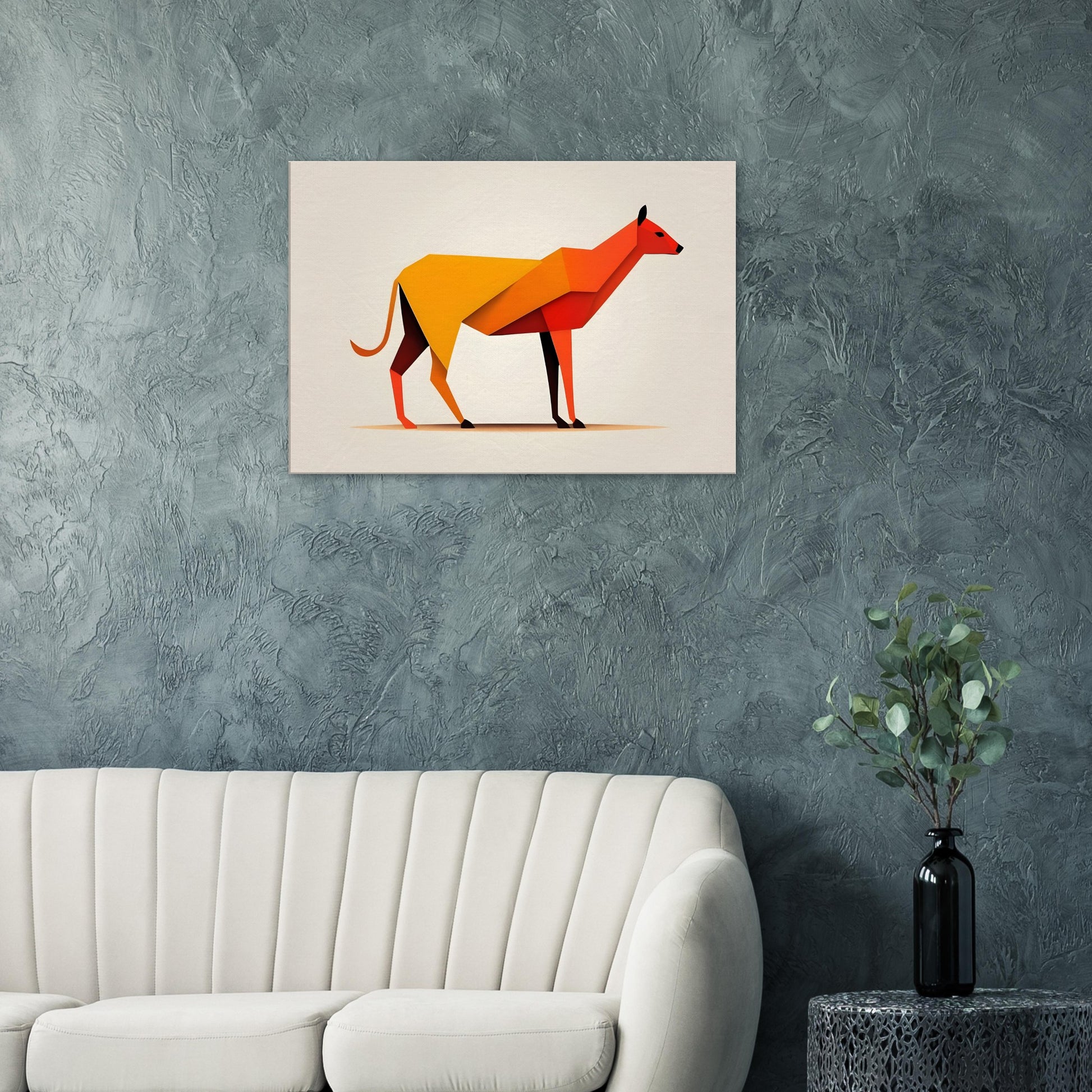 Feline Form - Vibrant Minimalist Animal Wall Art Canvas Print