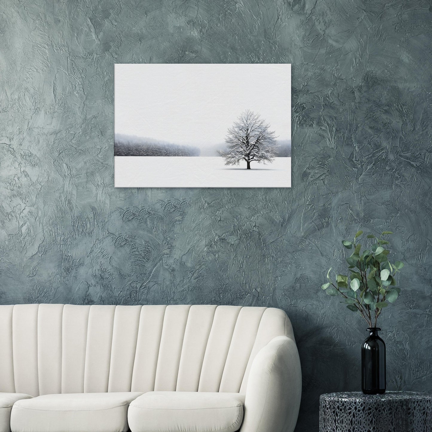 Minimalist Abstract Winter Landscape Canvas Art for Home Decor