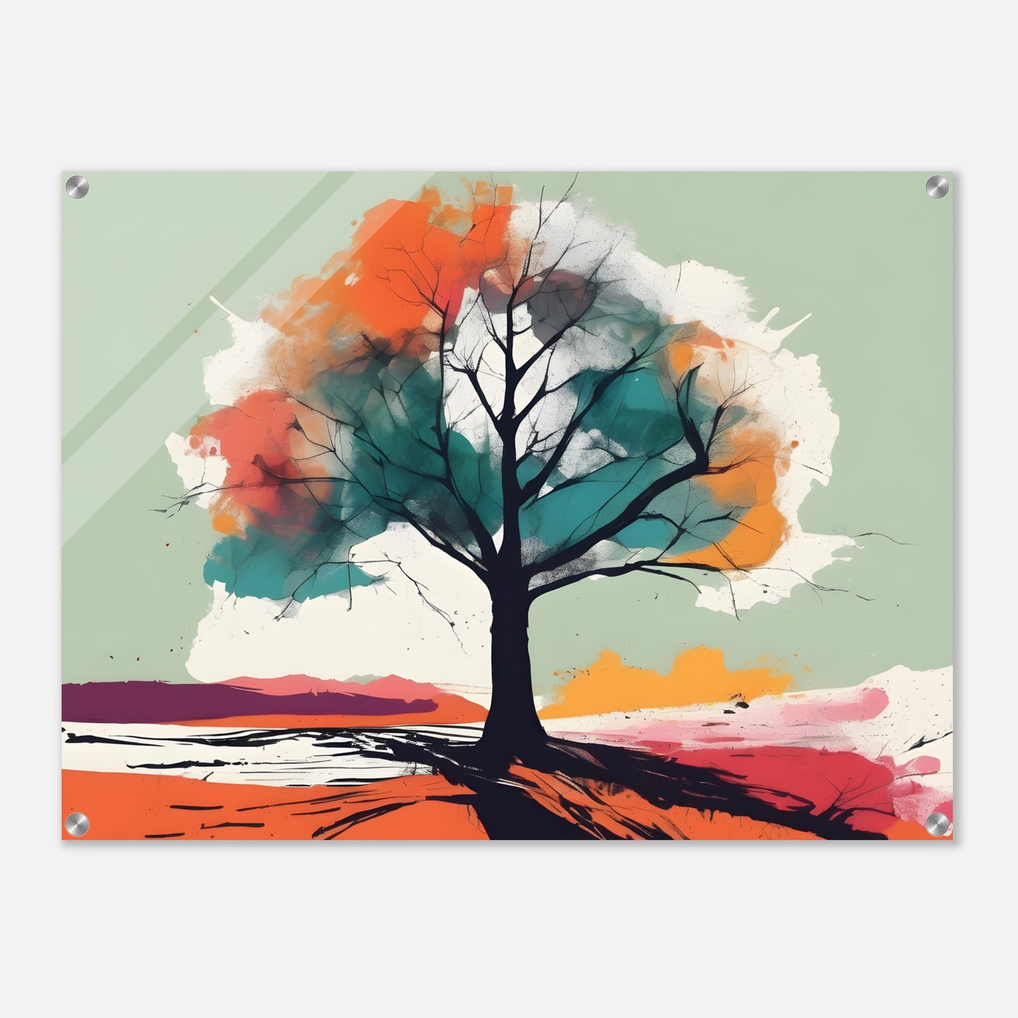 Whimsical Tree - Vibrant Minimalist Acrylic Print Art