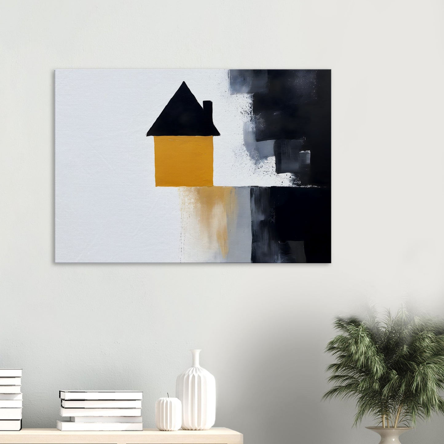 Whispering Elegance: Abstract House Canvas Art