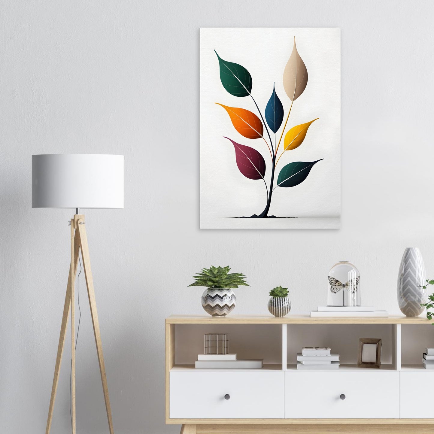 Minimalist Abstract Leaf Art Canvas Print for Modern Spaces