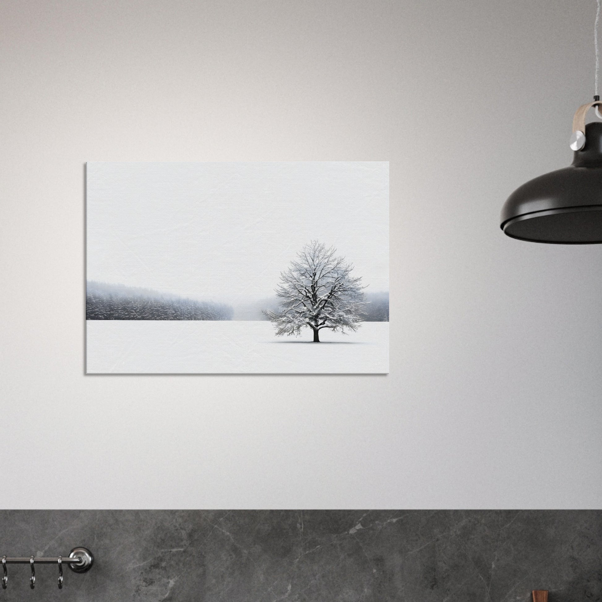 Minimalist Abstract Winter Landscape Canvas Art for Home Decor