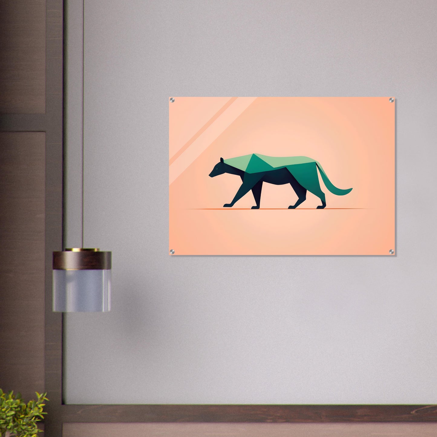 Emerald Bear - Minimalist Abstract Wall Art for Modern Decor