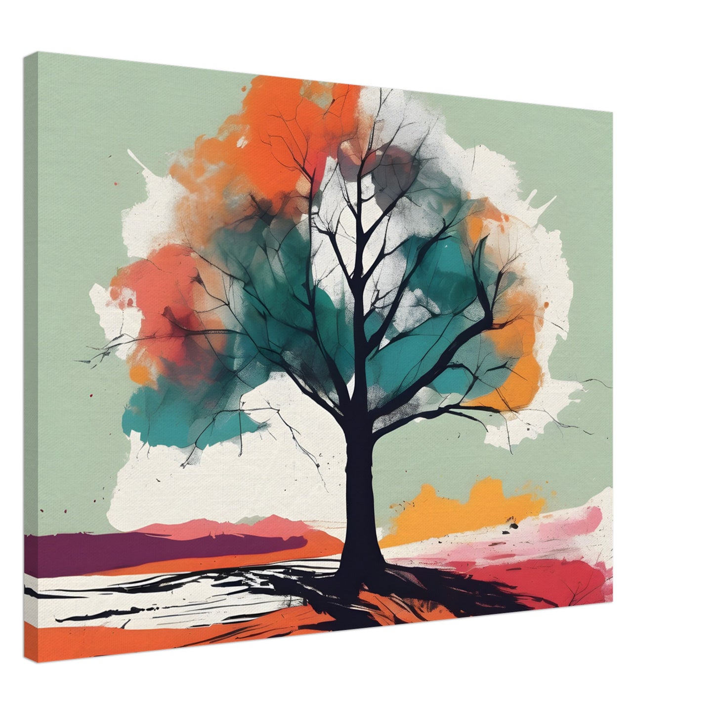 Vibrant Beauty - Minimalist Abstract Tree Art for Your Home