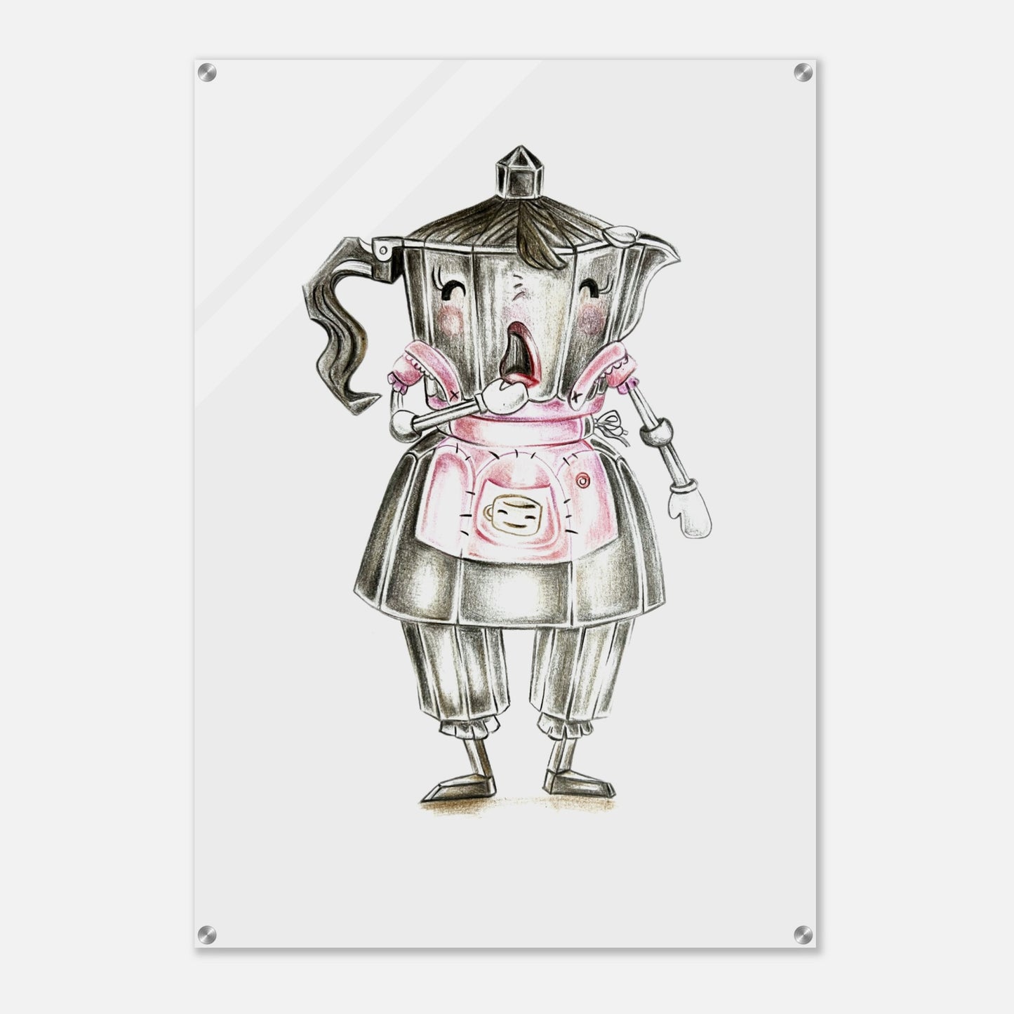 The Singing Barista - Charming Vertical Acrylic Wall Art