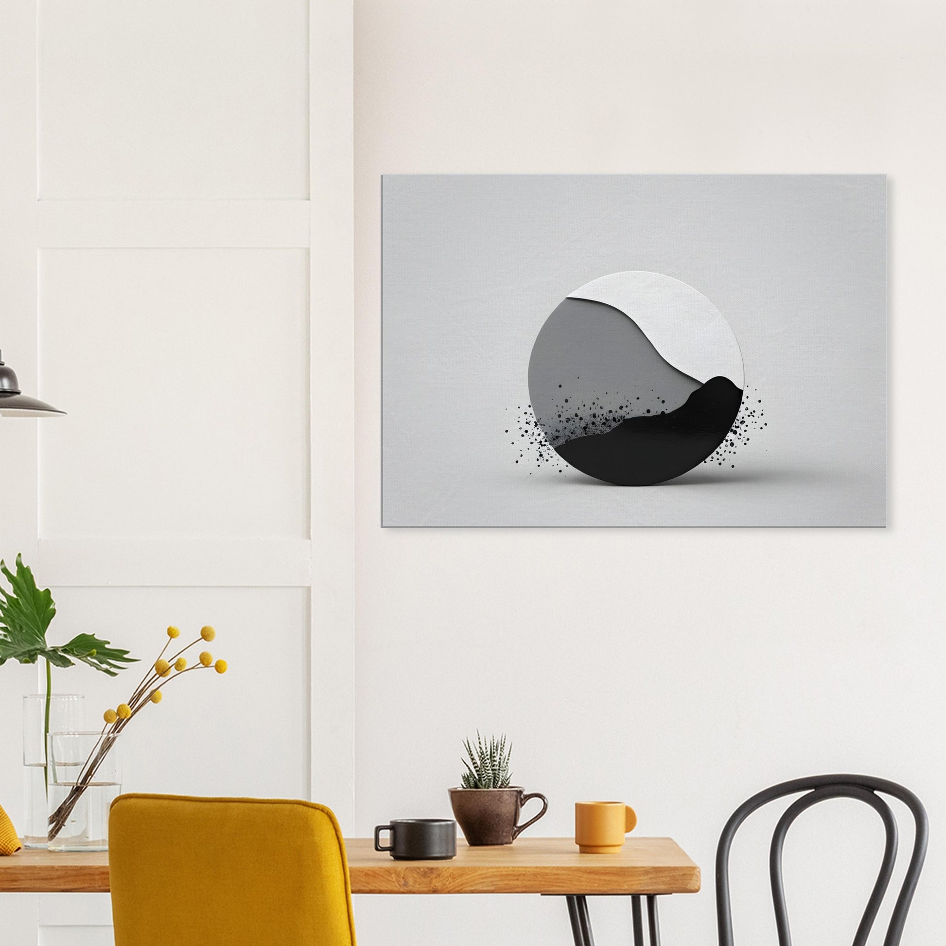 Minimalist Black and White Abstract Circle Canvas Art