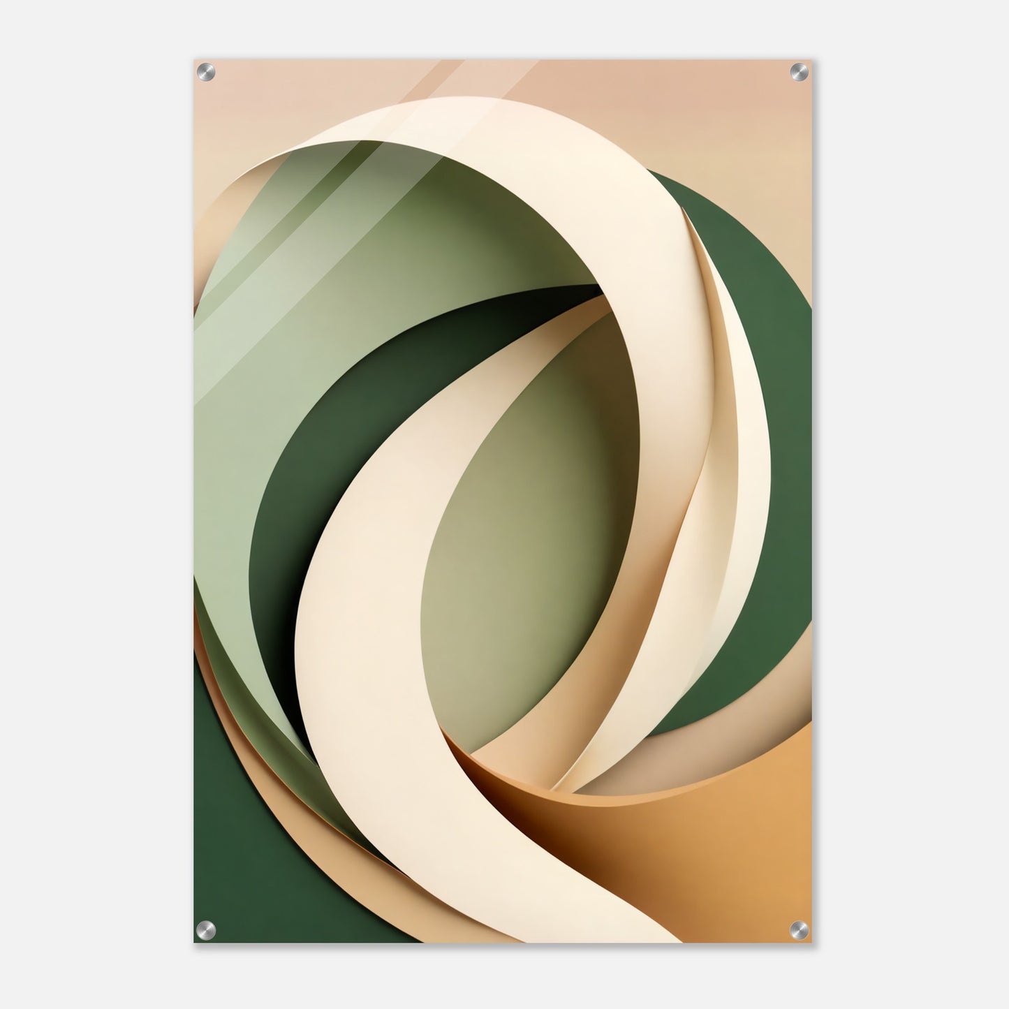 Acrylic glass wall art, Serene Earthy Tones: Minimalist Leaf Acrylic Artwork