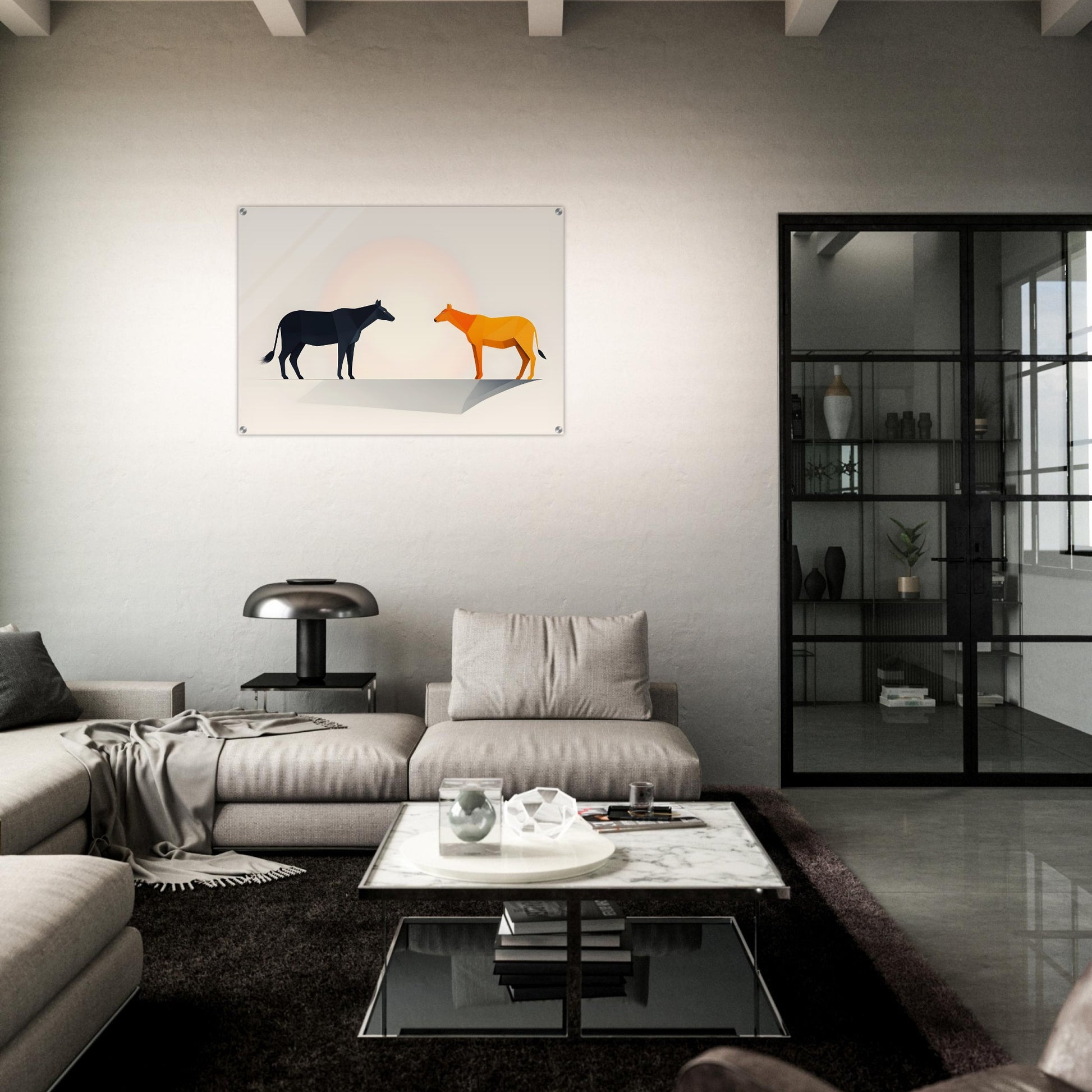 Duality - Minimalist Cow and Dog Abstract Print