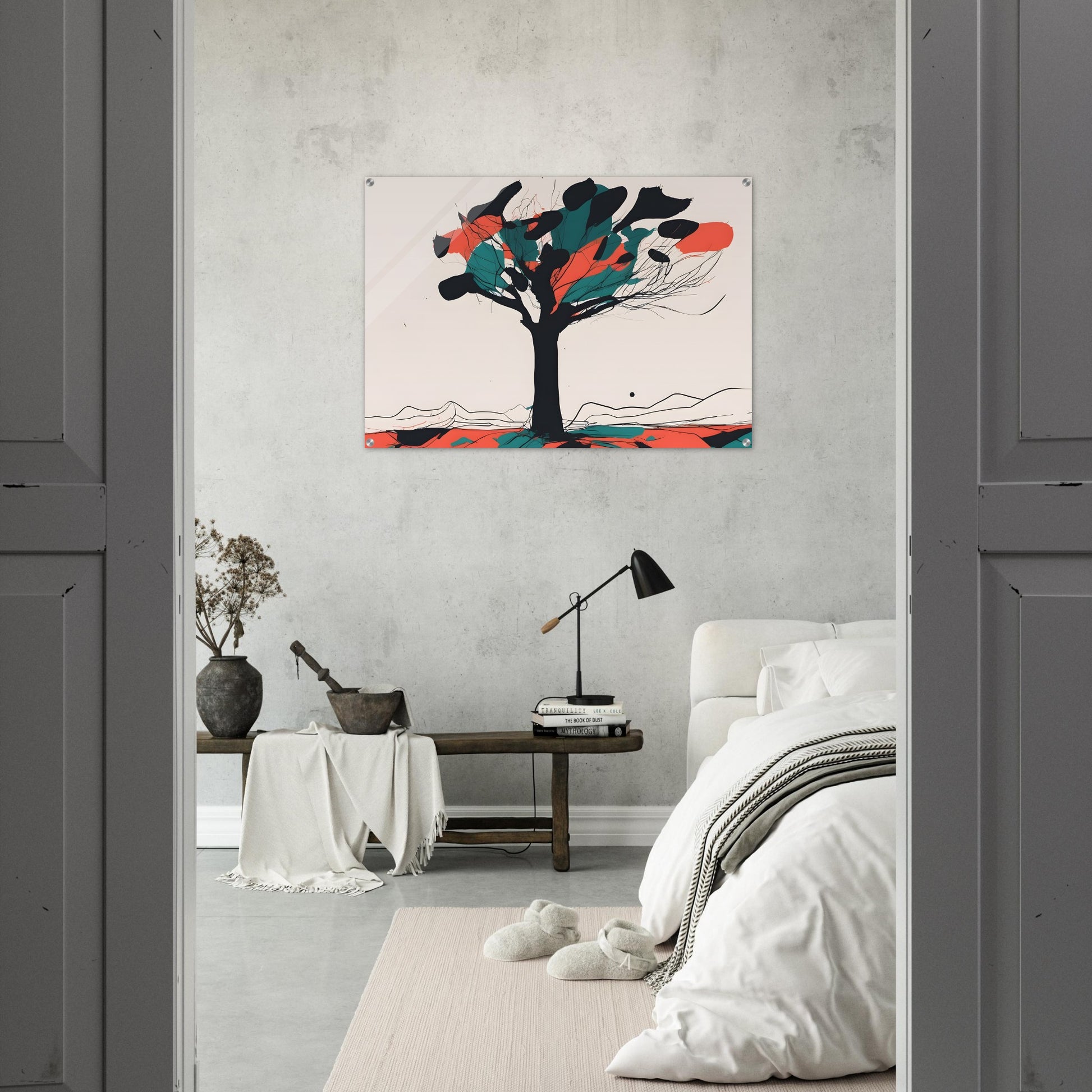 Dancing Leaves - Minimalist Tree Acrylic Print for Modern Decor