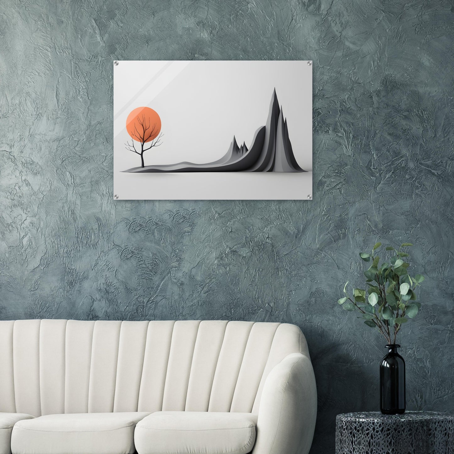 Breathtaking Minimalist Abstract Wall Art with Orange Sunset