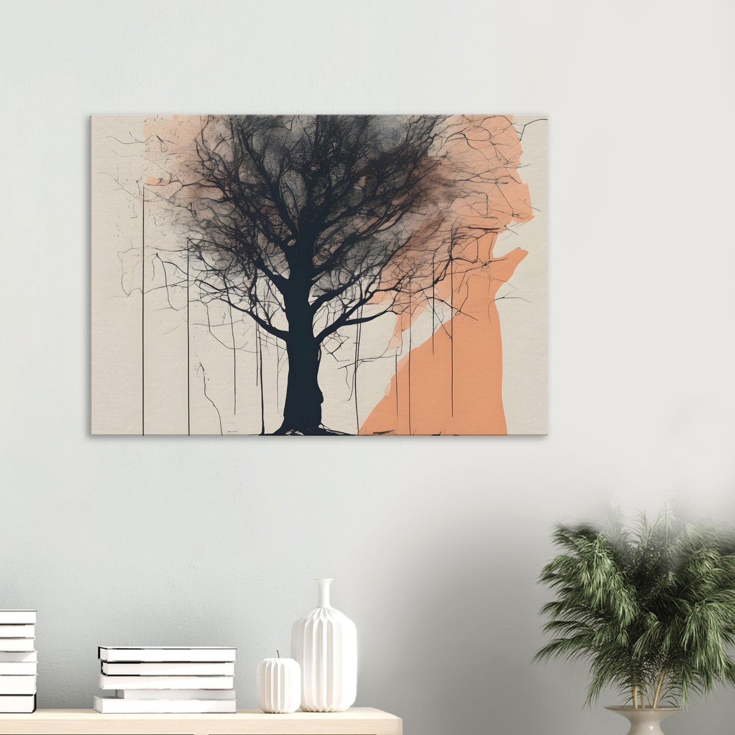 Silhouette Tree Canvas Print - Minimalist Abstract Home Decor