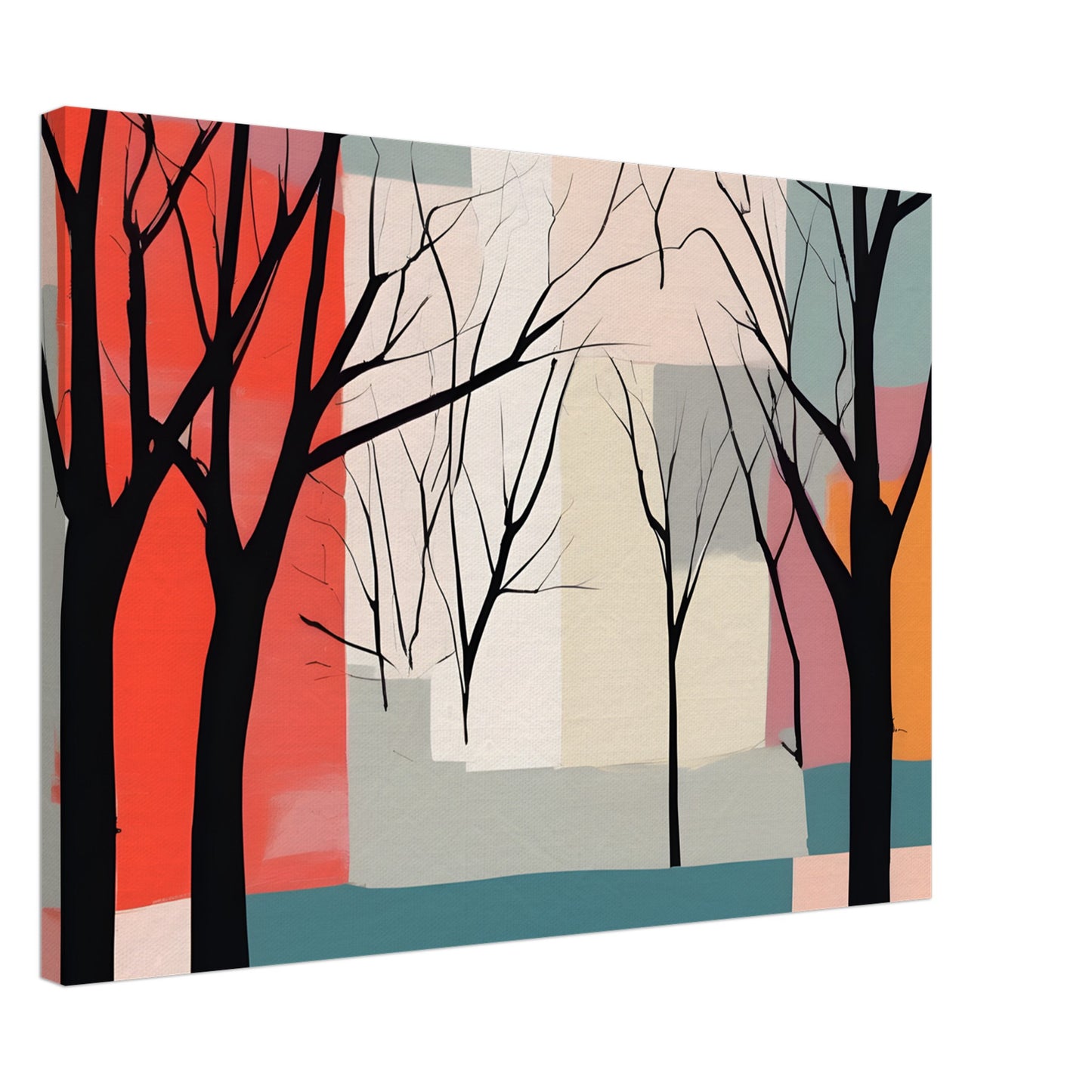 Whispered Hues - Abstract Trees Canvas Print for Modern Spaces