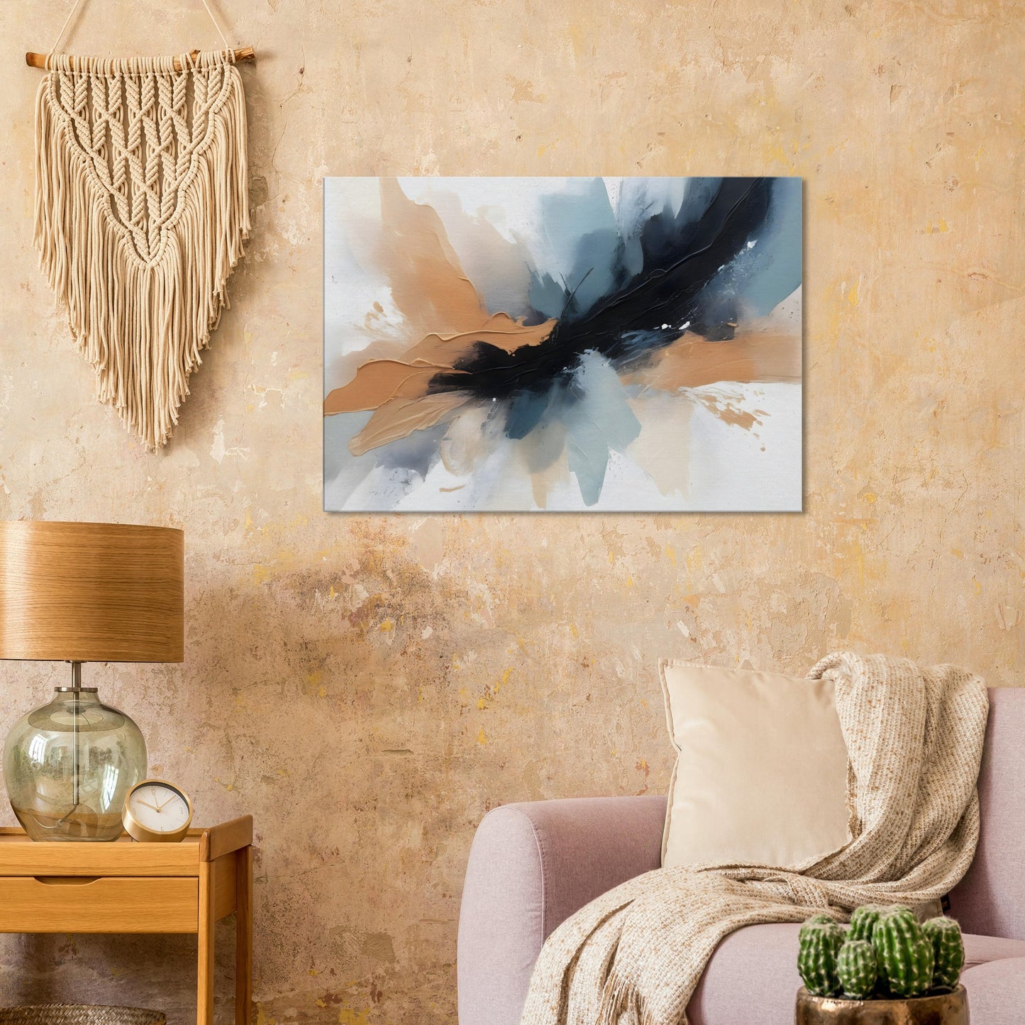 Tranquil Fusion: Minimalist Abstract Canvas Art