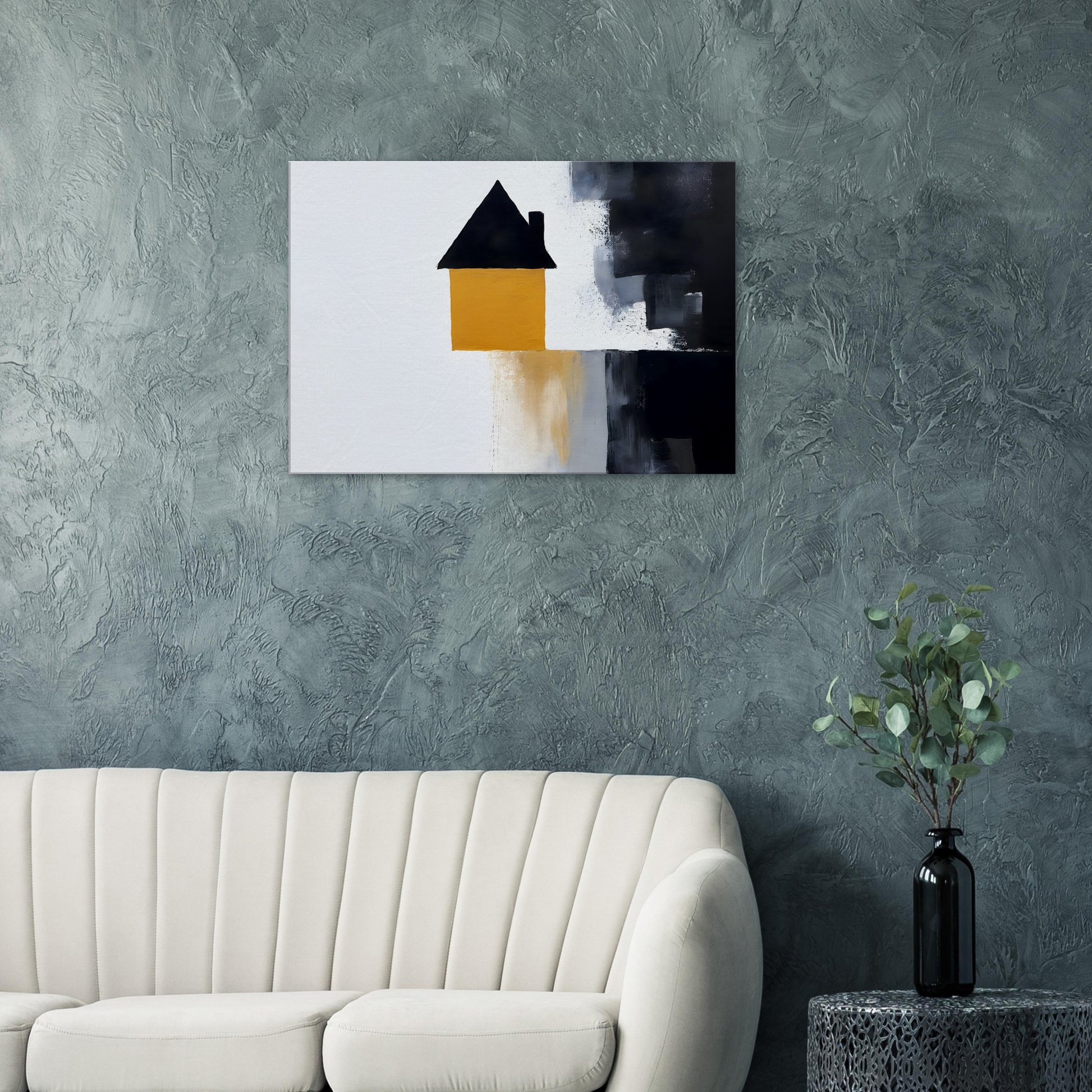 Whispering Elegance: Abstract House Canvas Art