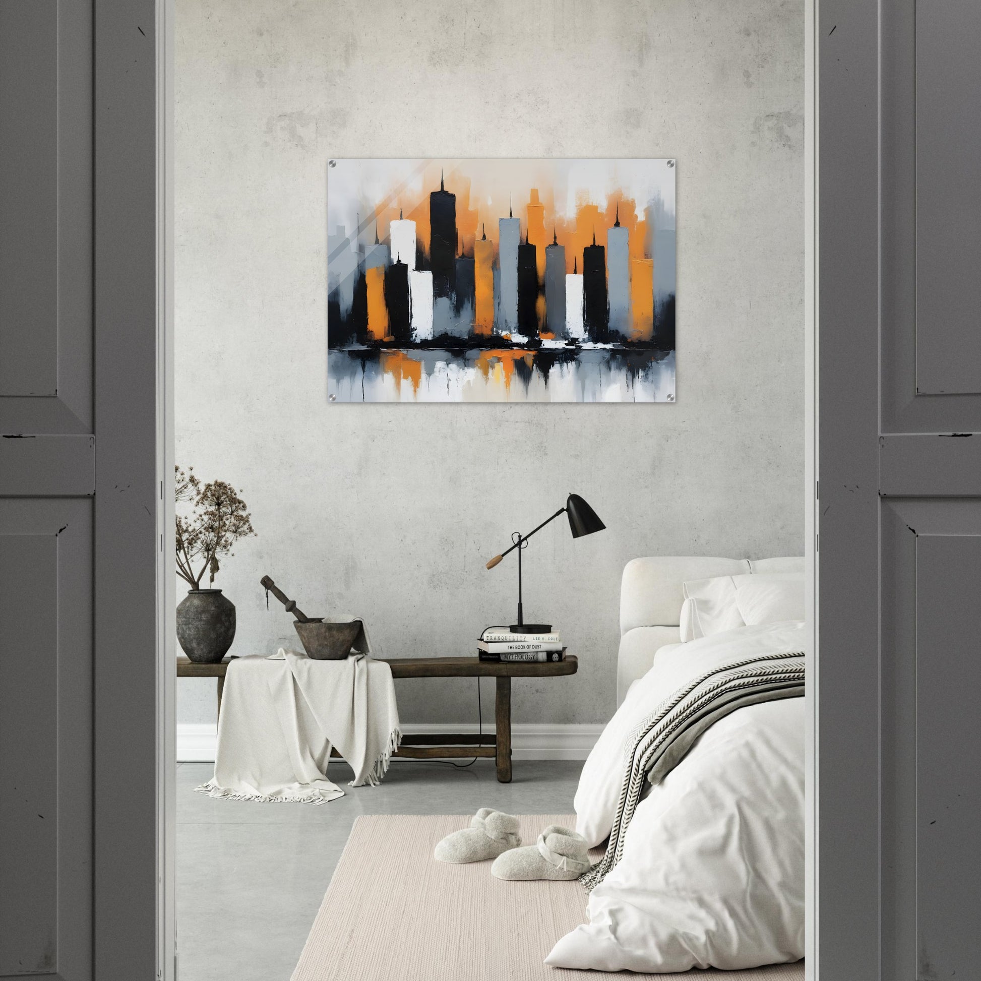 Vivid Skyline Strokes: Abstract Acrylic Wall Art