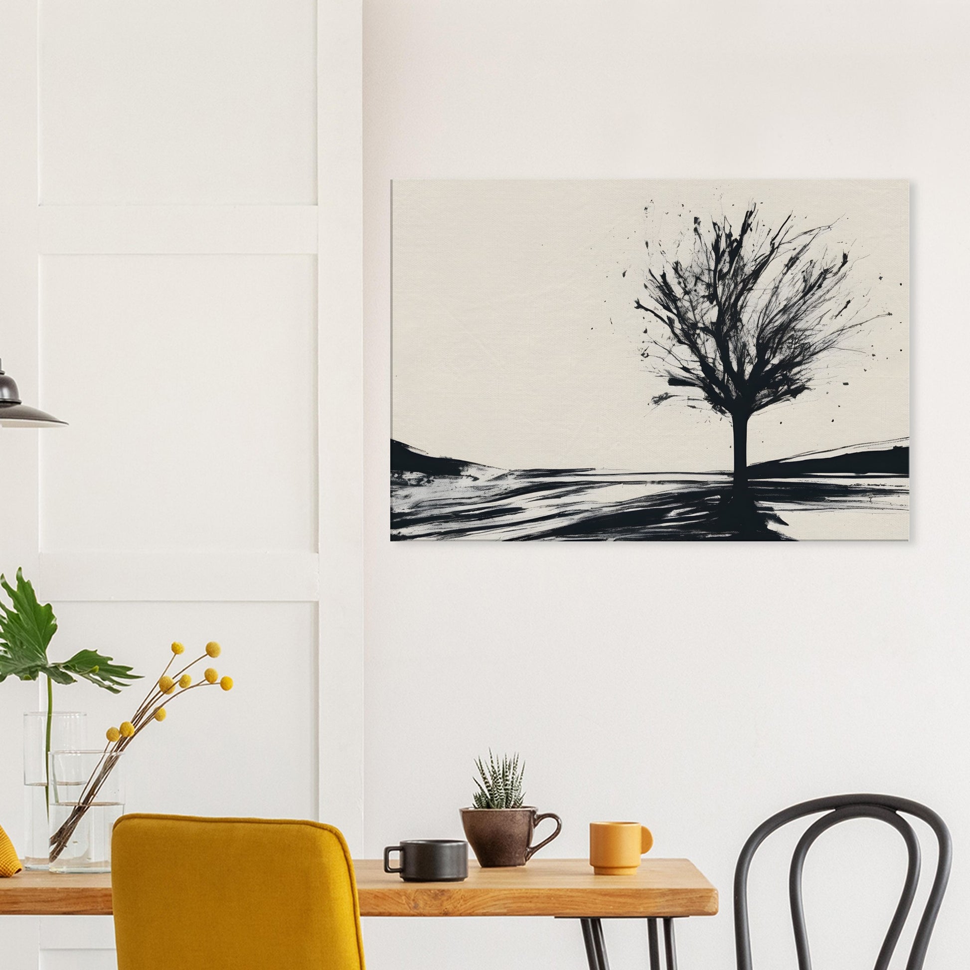 Whispers of Nature - Minimalist Black and White Tree Art