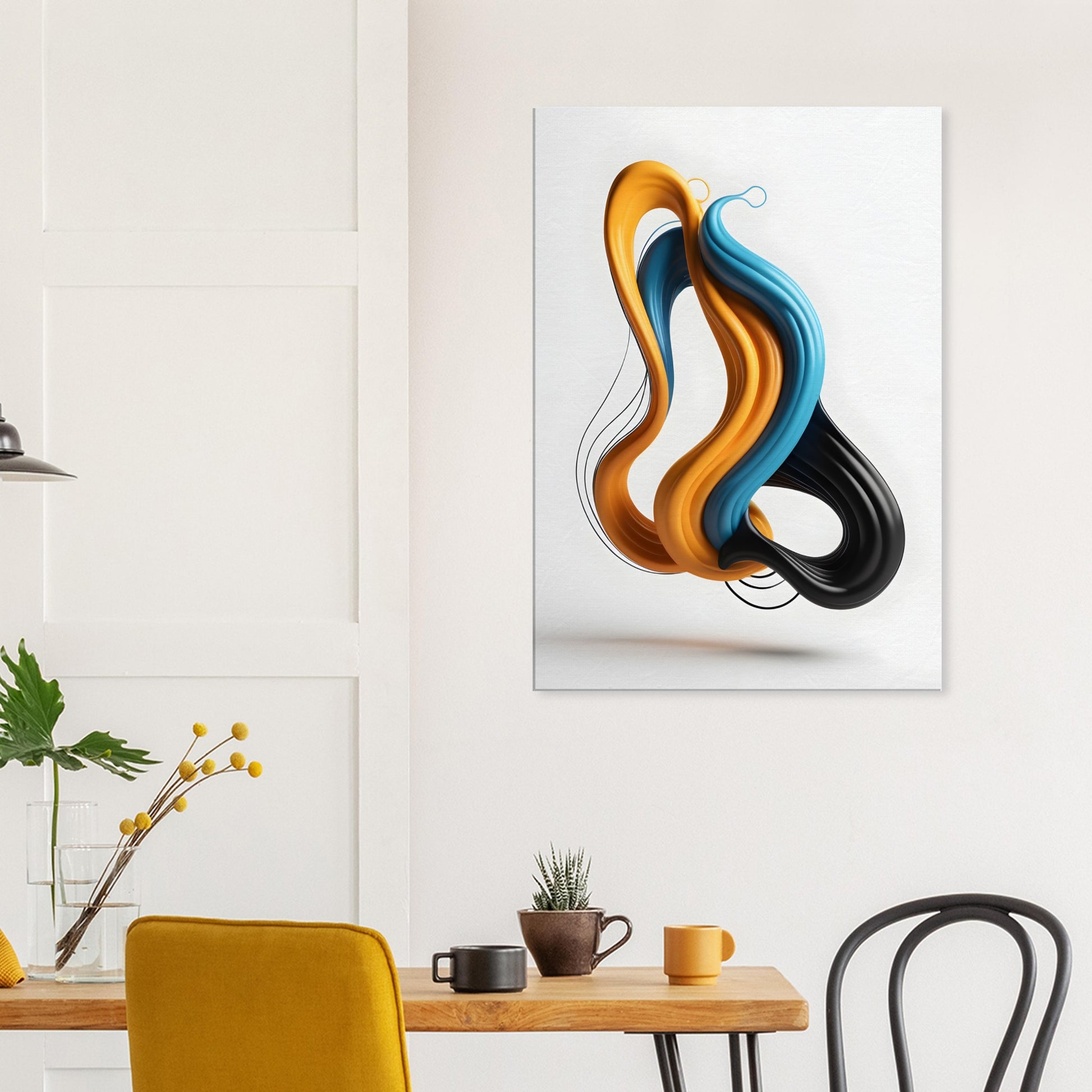 Minimalist Abstract Canvas Print - Vibrant Fluid Lines