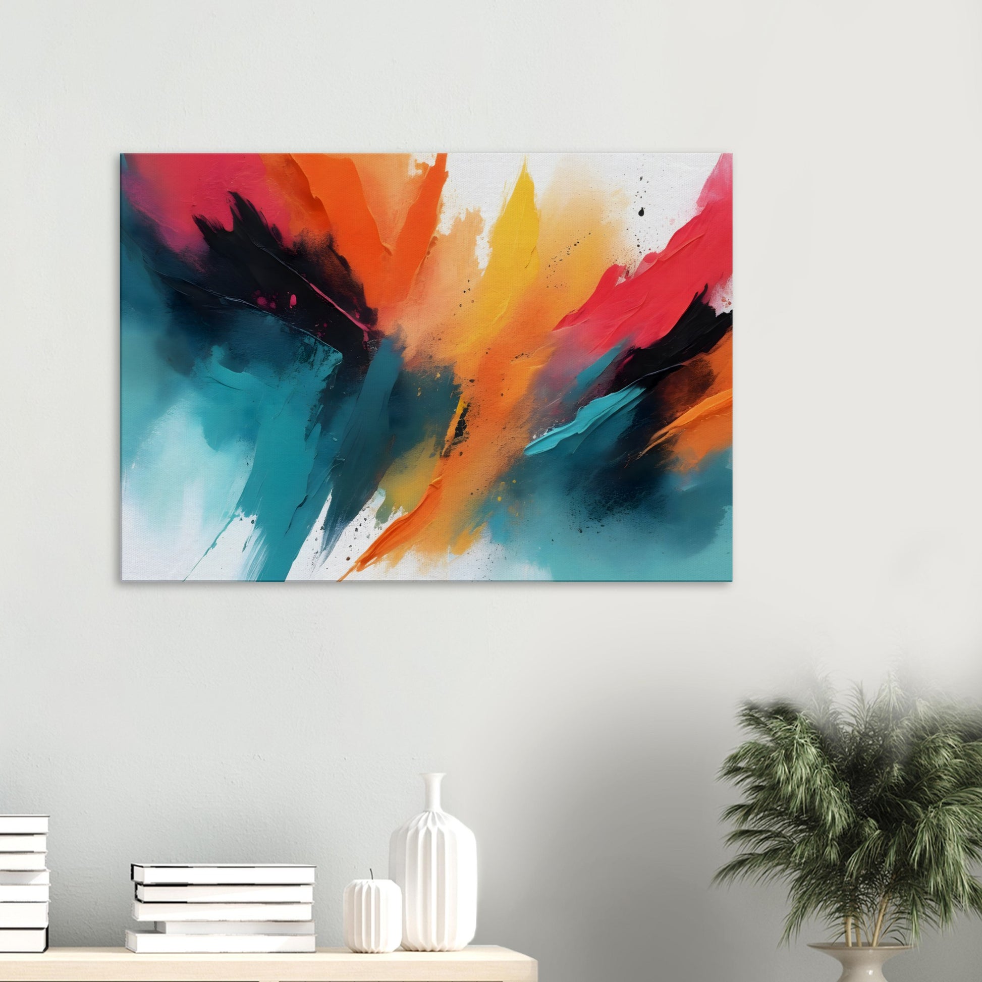 Chromatic Whisper: Abstract Color Splash Canvas Art