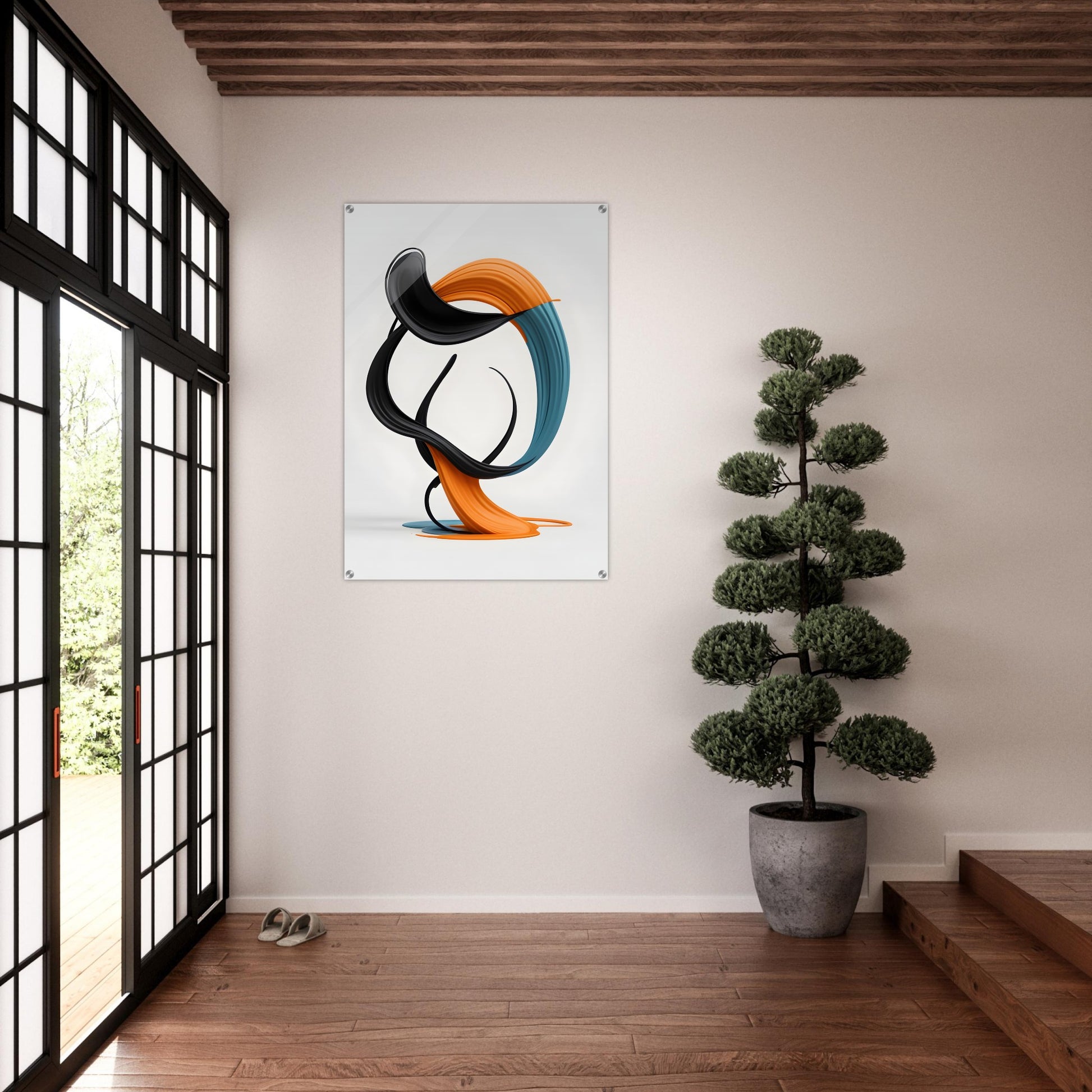 Vivacious Curves: Acrylic Print Abstract Minimalist Wall Art