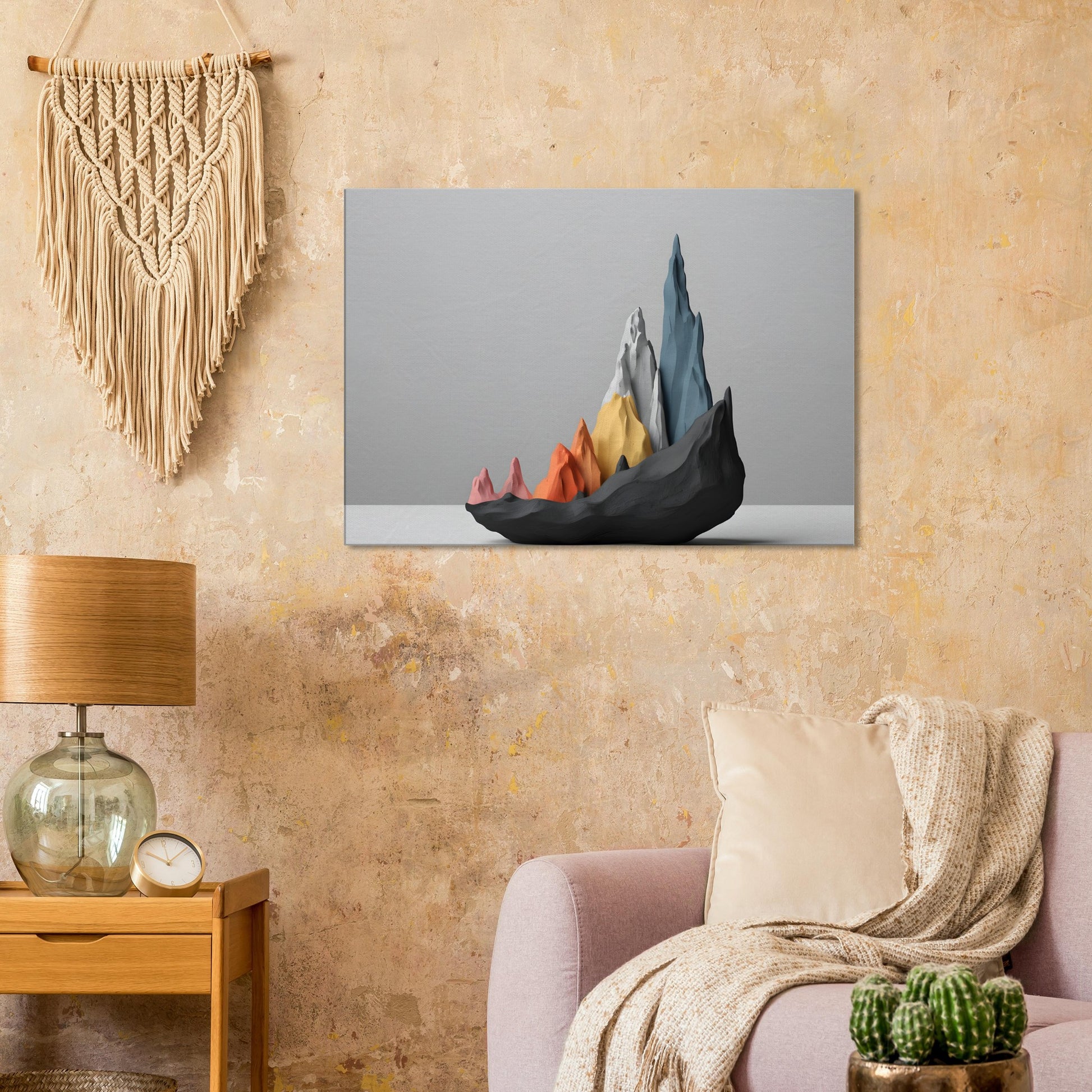 Minimalist Abstract Mountain Sculpture Canvas Print