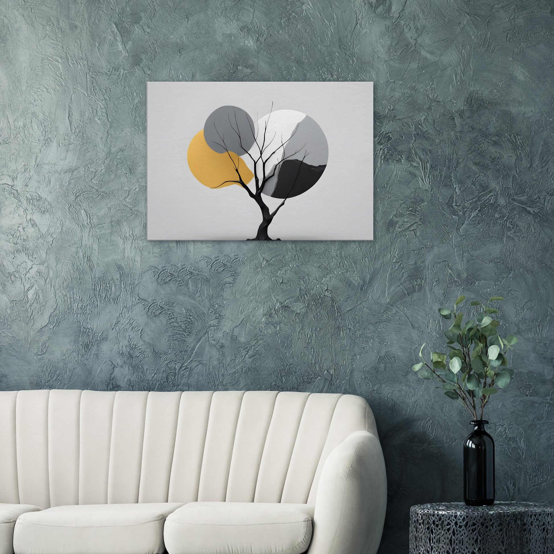 Minimalist Abstract Wall Art: Elegant Tree and Circles Print