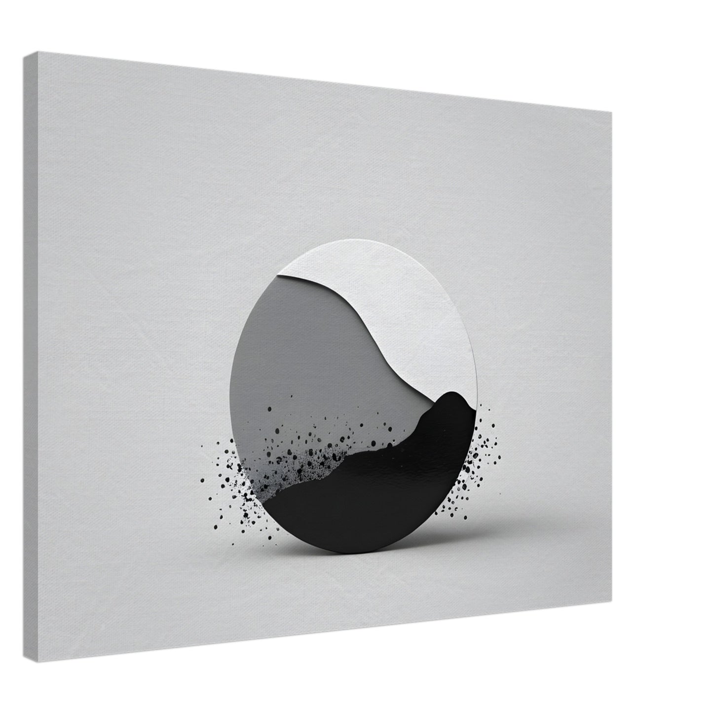 Minimalist Black and White Abstract Circle Canvas Art