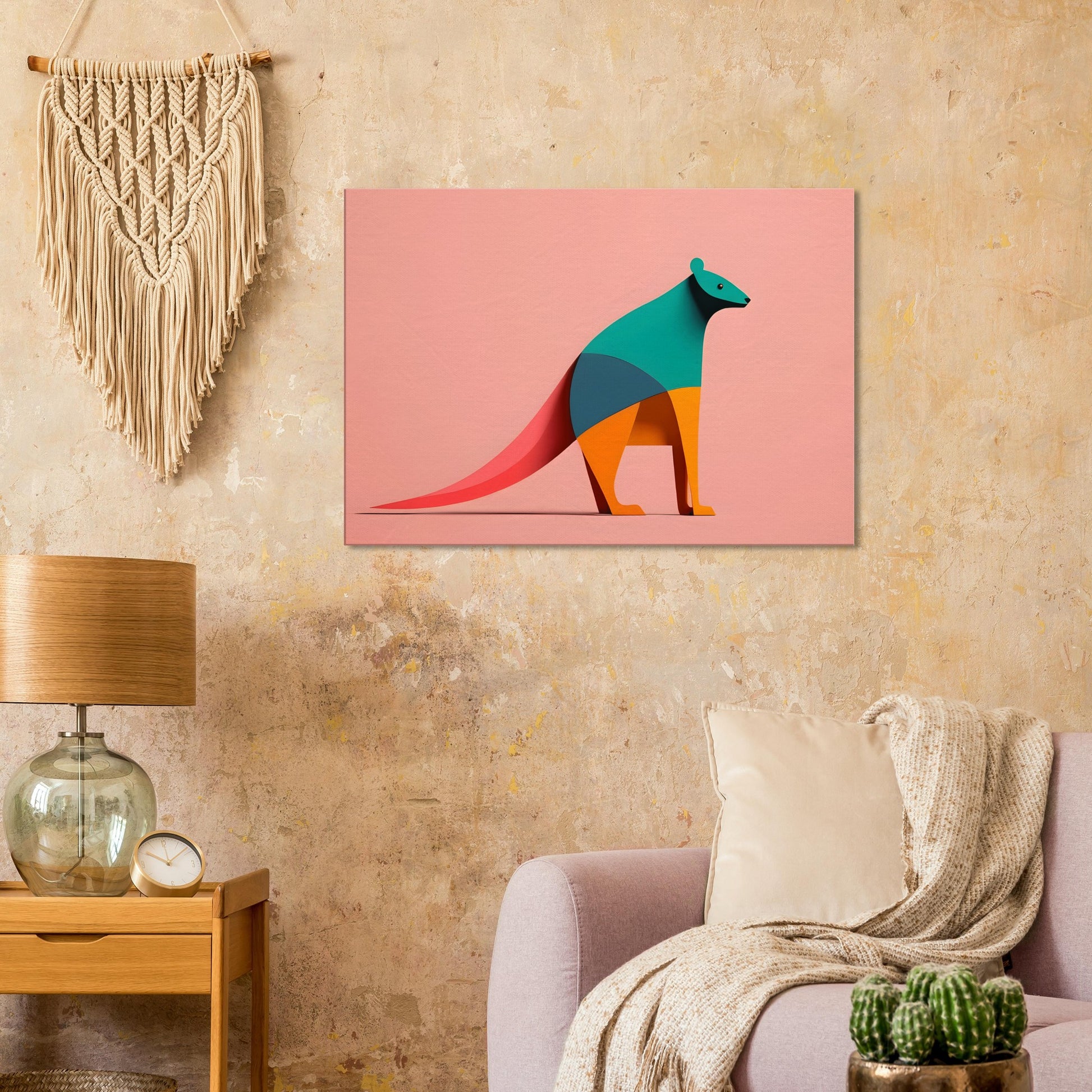 Kangaroo Spirit - Vibrant Minimalist Abstract Wall Art