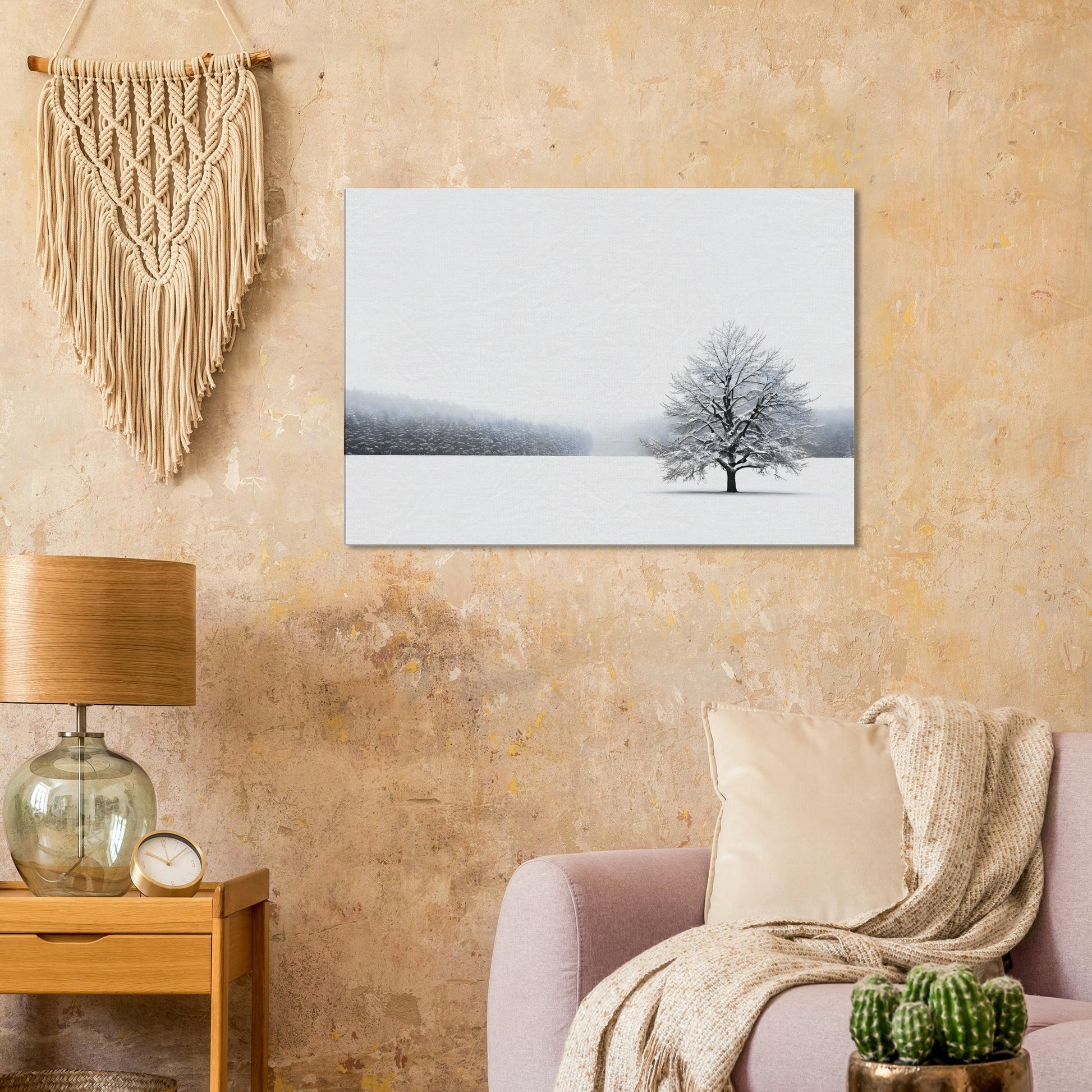 Minimalist Abstract Winter Landscape Canvas Art for Home Decor