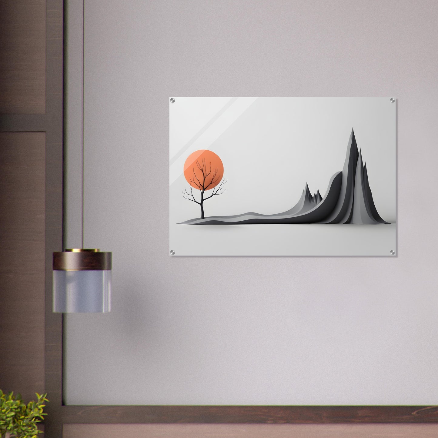 Breathtaking Minimalist Abstract Wall Art with Orange Sunset