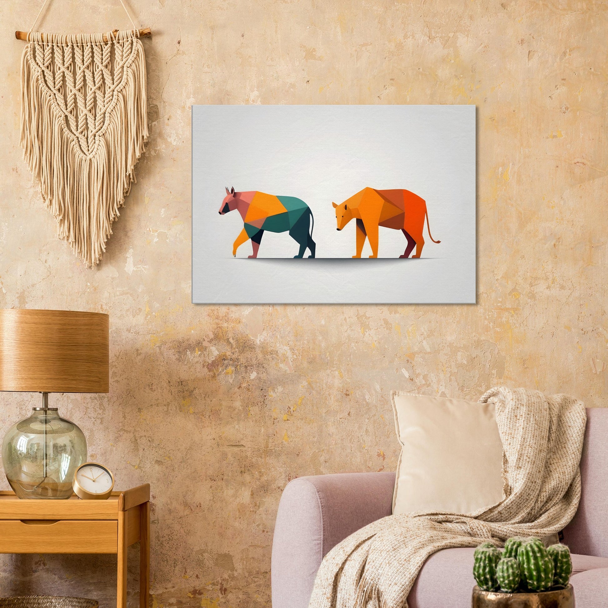 Origami Animals - Vibrant Geometric Canvas Wall Art