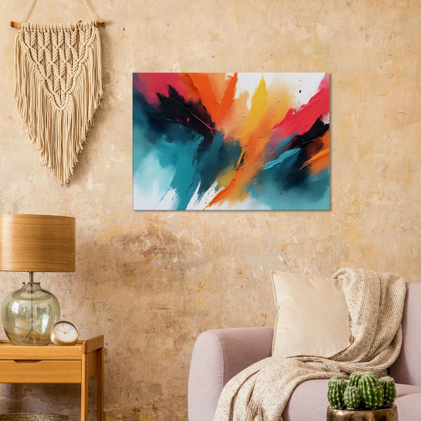 Chromatic Whisper: Abstract Color Splash Canvas Art