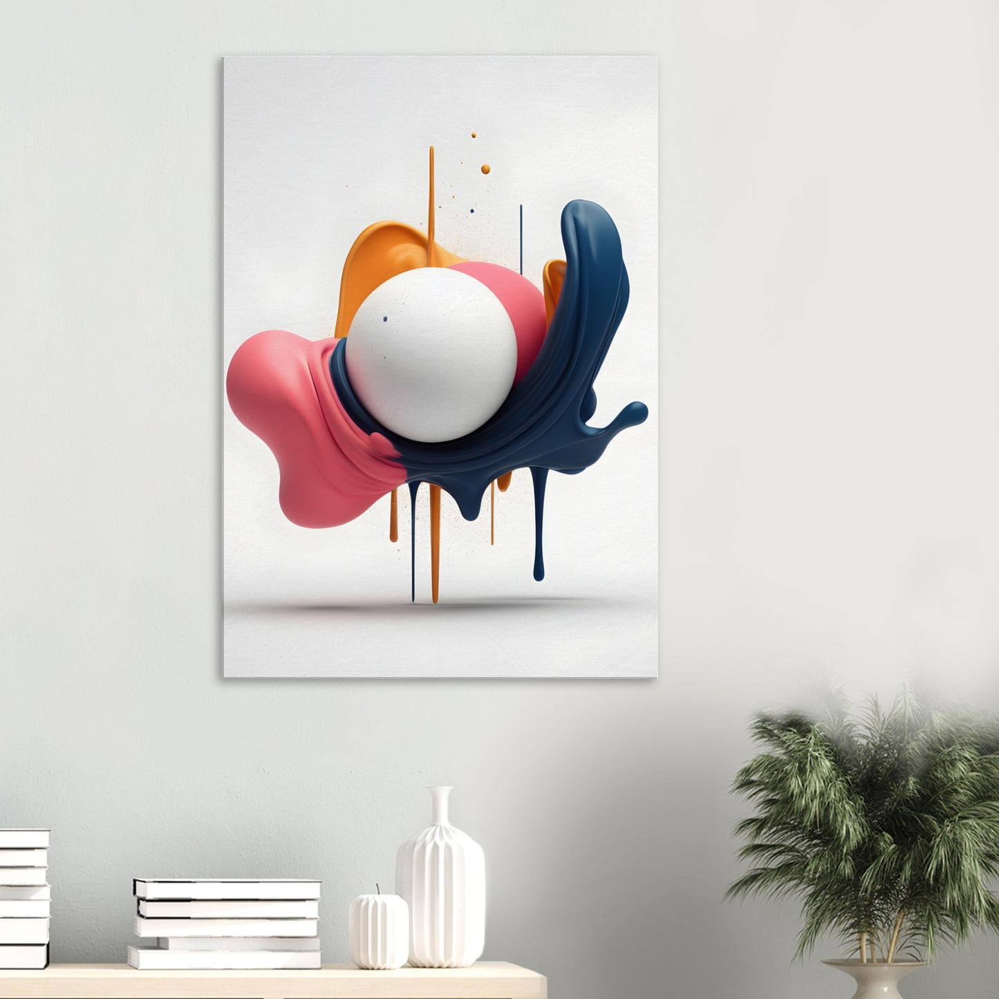 Minimalist Abstract Canvas Print Art with Colorful Swirls