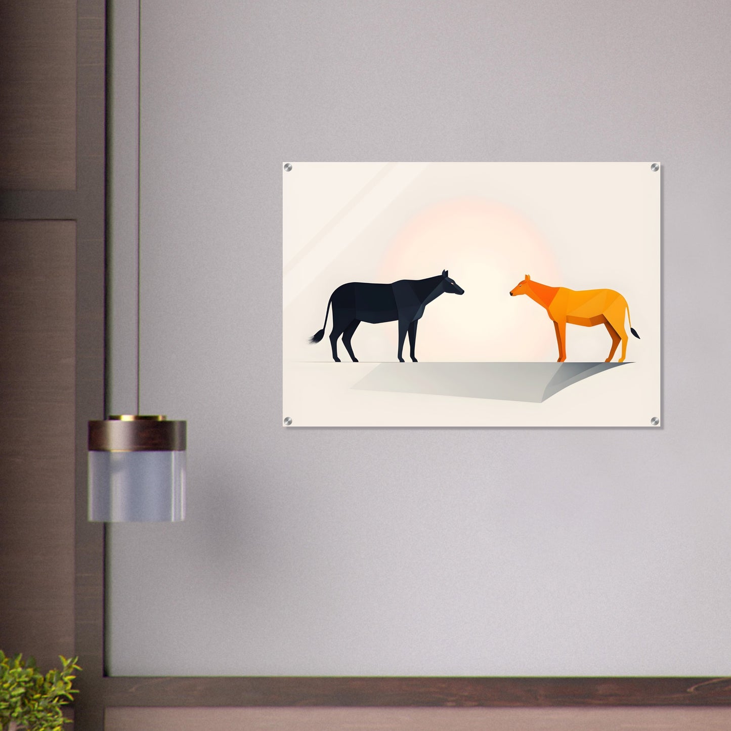 Duality - Minimalist Cow and Dog Abstract Print