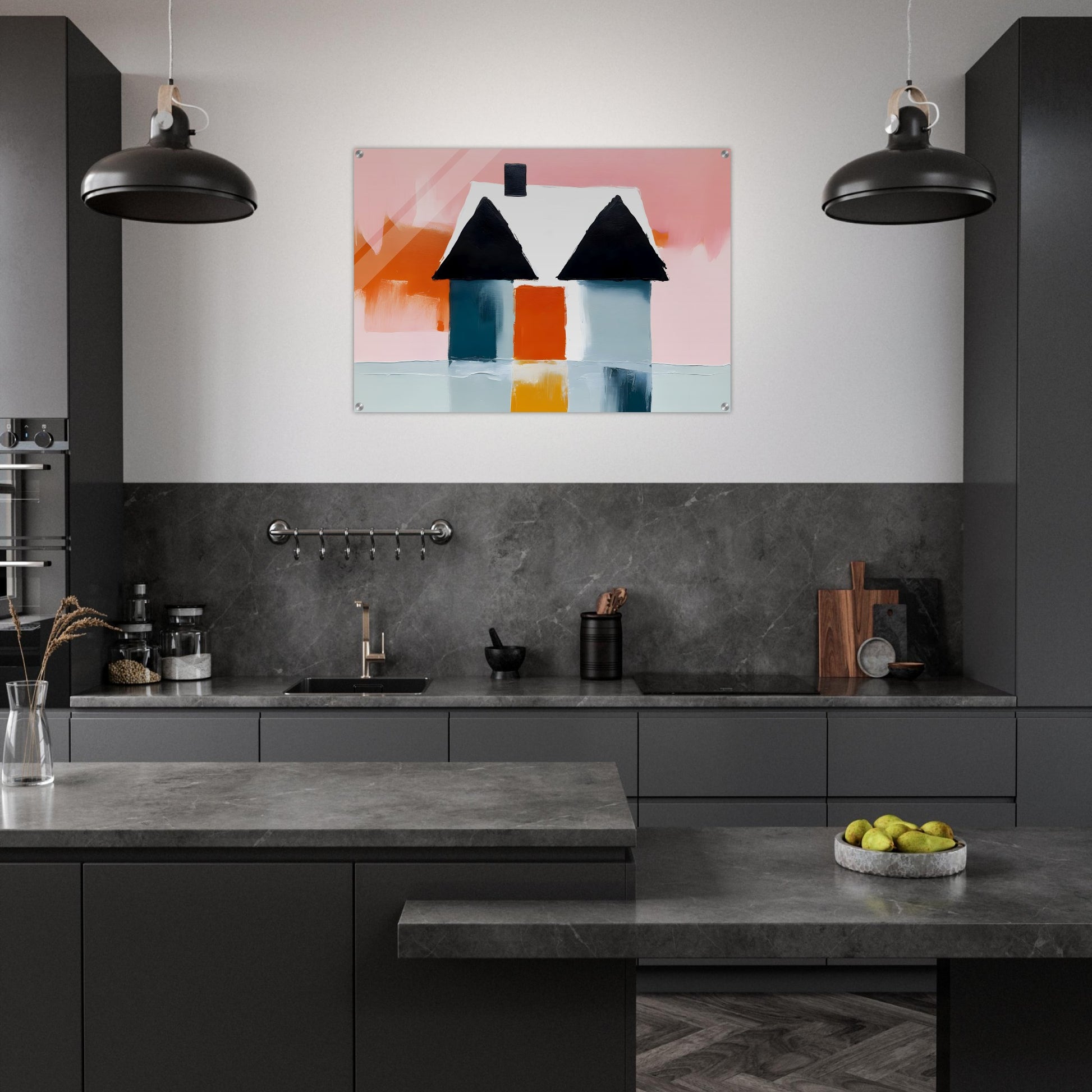 Enigmatic Haven: Abstract House Wall Art