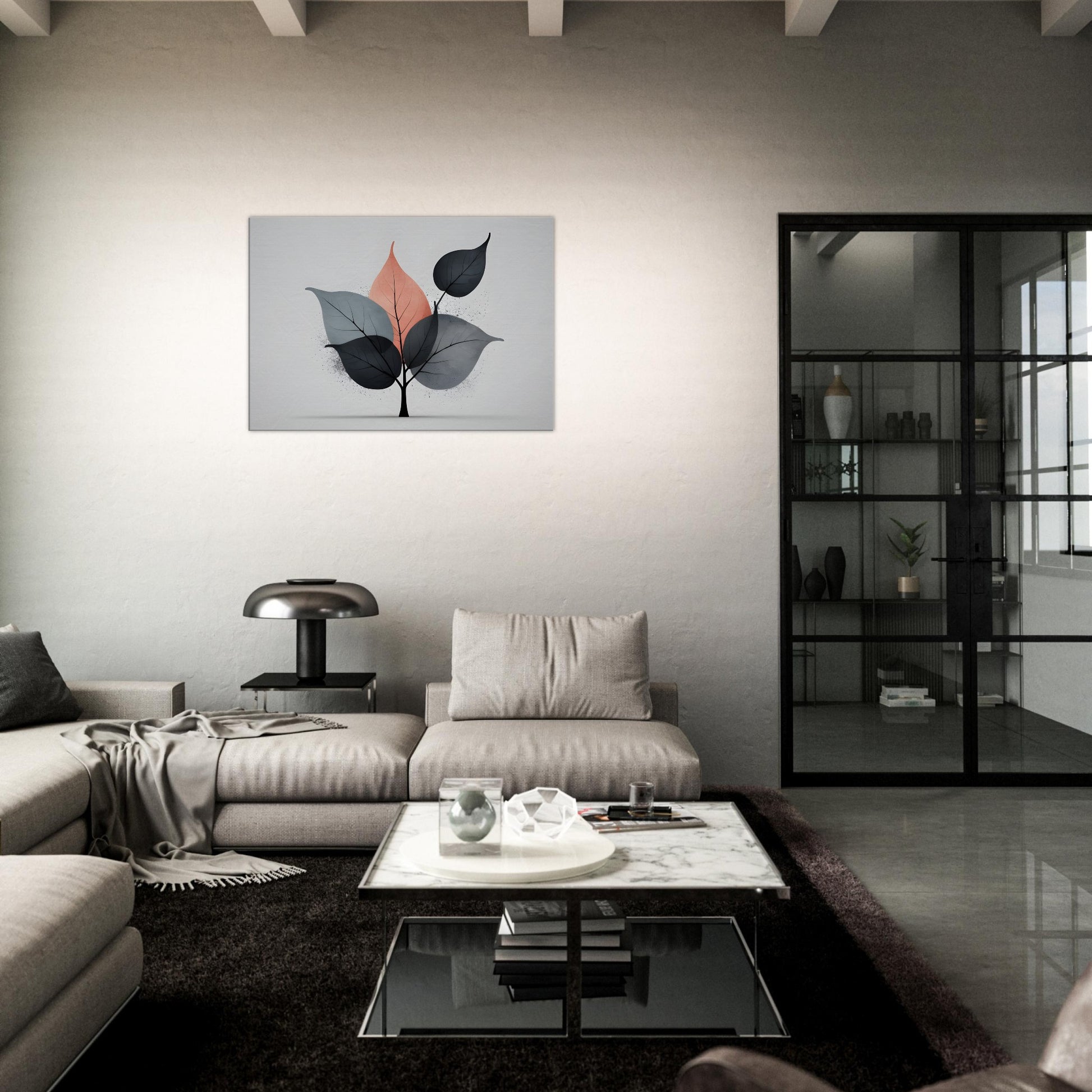 Minimalist Abstract Wall Art with Elegant Leaves