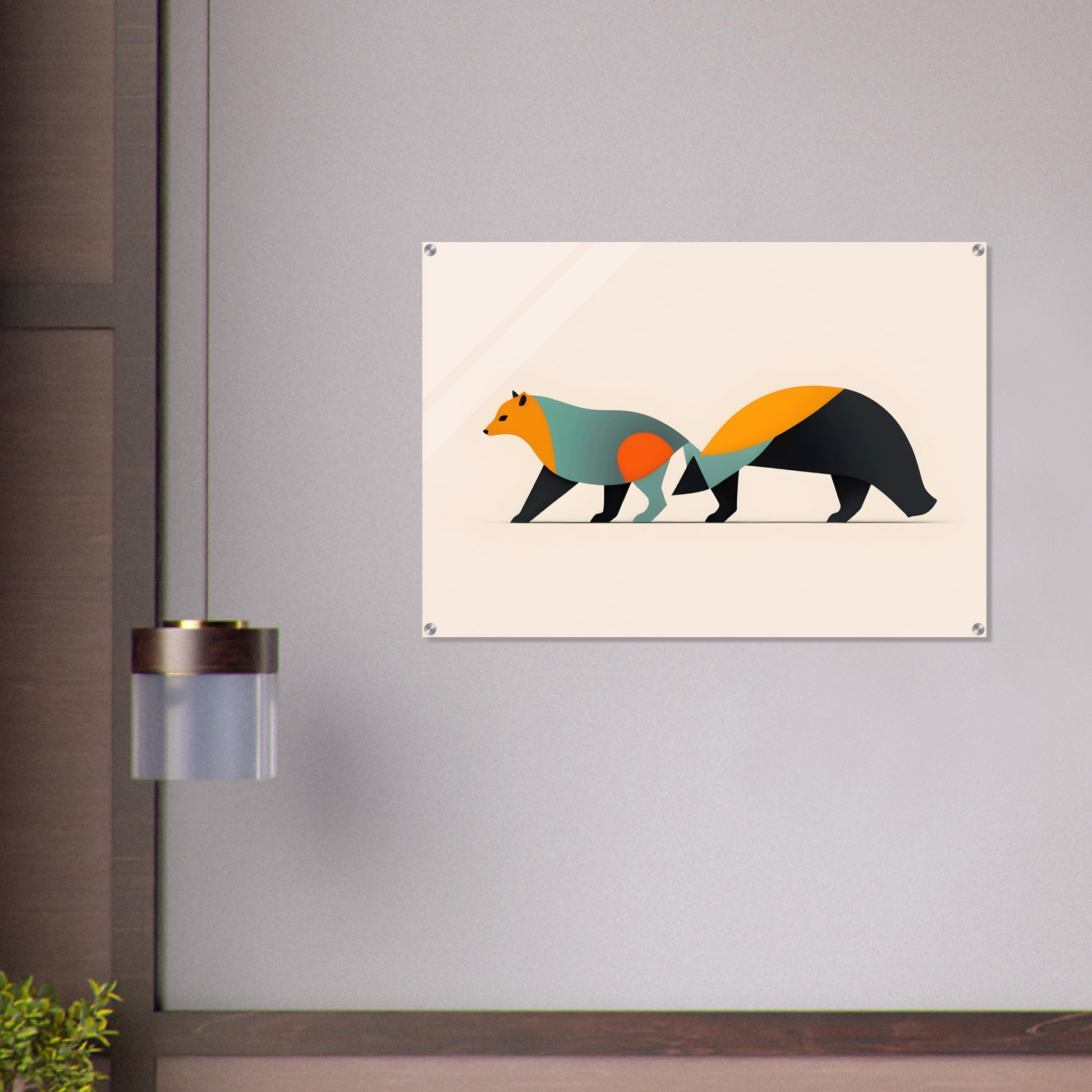 Fox and Bear - Minimalist Abstract Acrylic Art