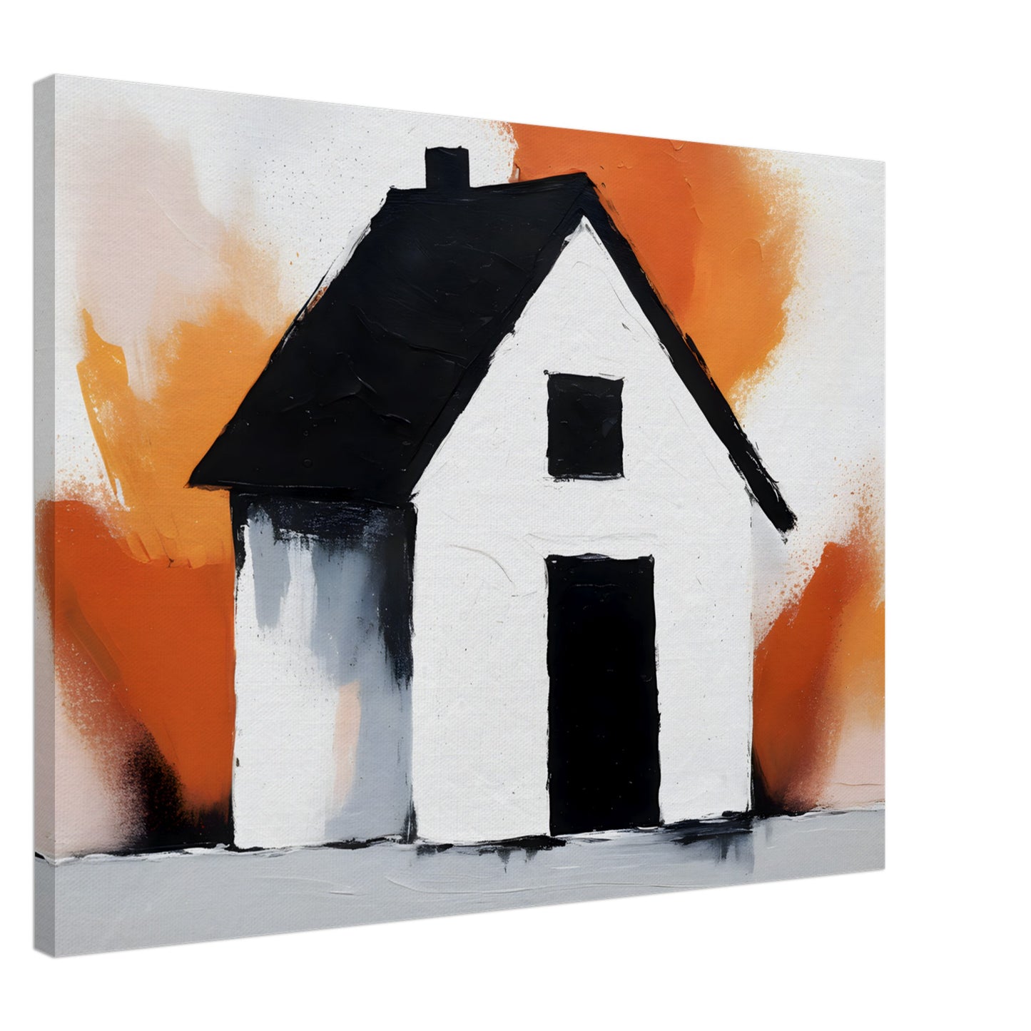 Rustic Allure: Abstract Minimalist House Canvas