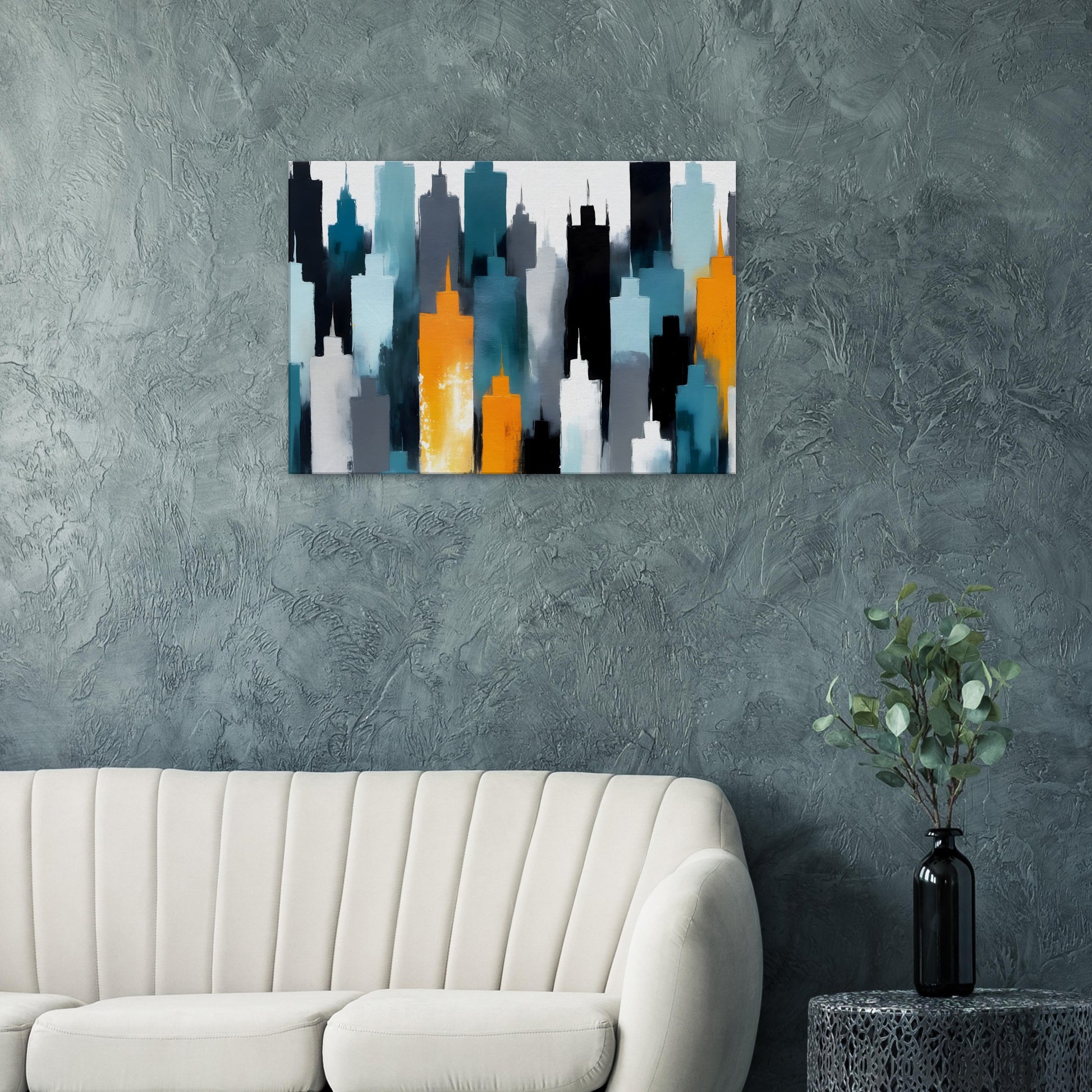 Tranquil Skyline Reflections: Abstract Minimalist Canvas