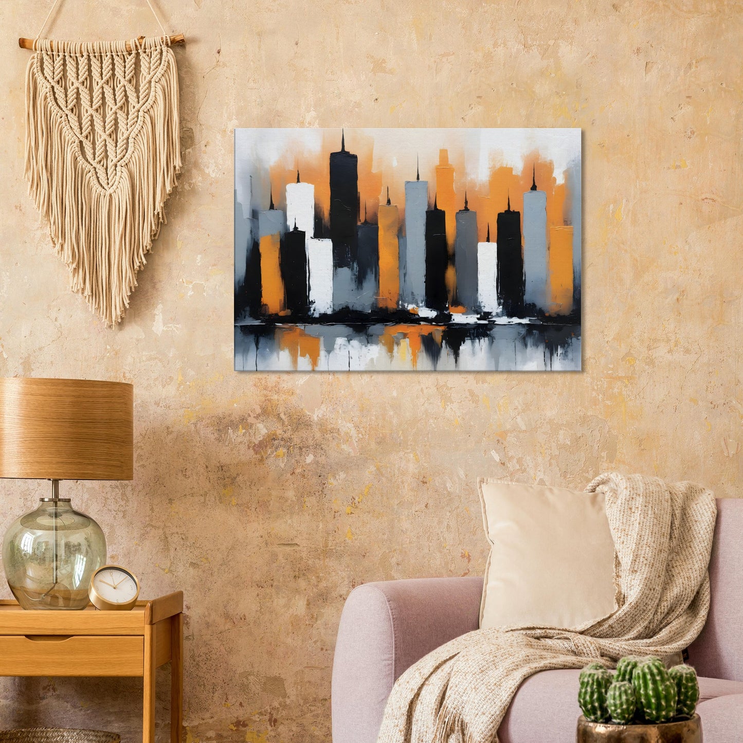 Dreamy Cityscape Hues: Minimalist Canvas Print