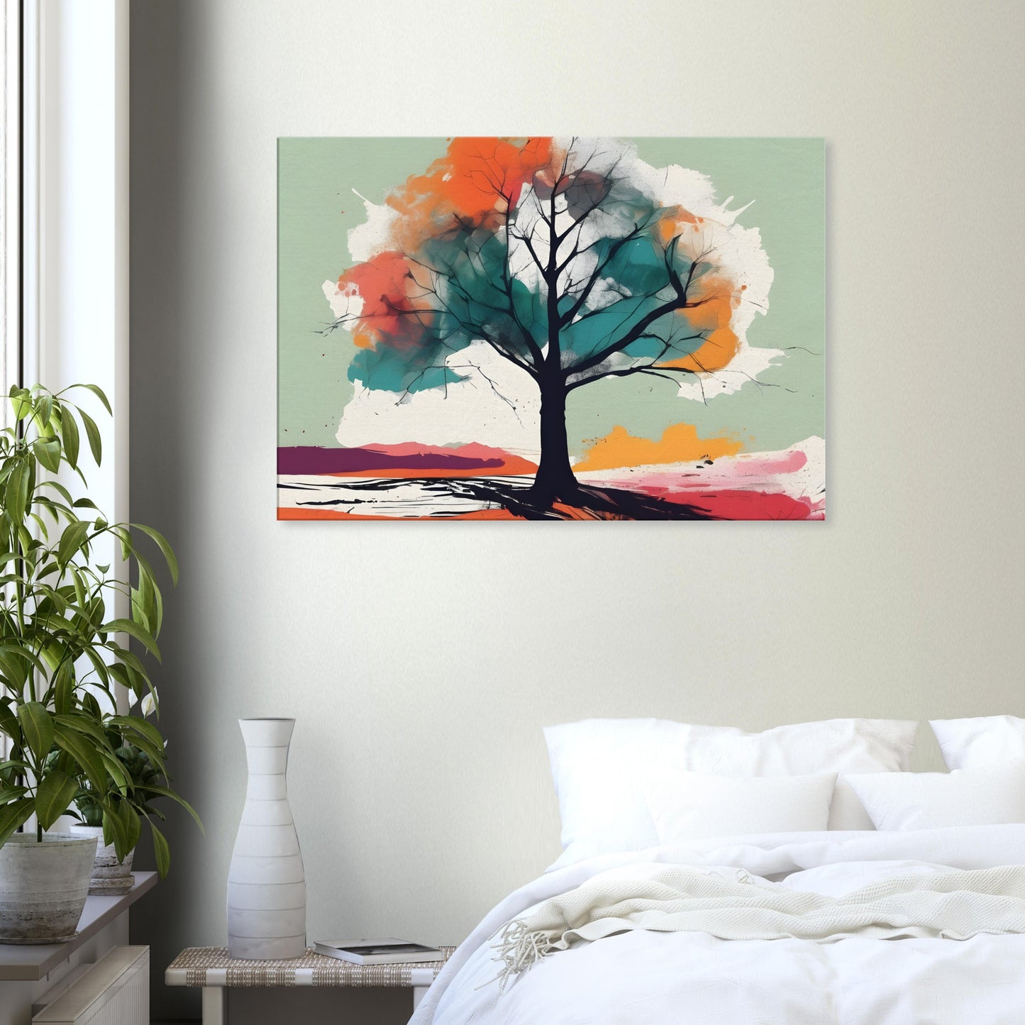 Vibrant Beauty - Minimalist Abstract Tree Art for Your Home