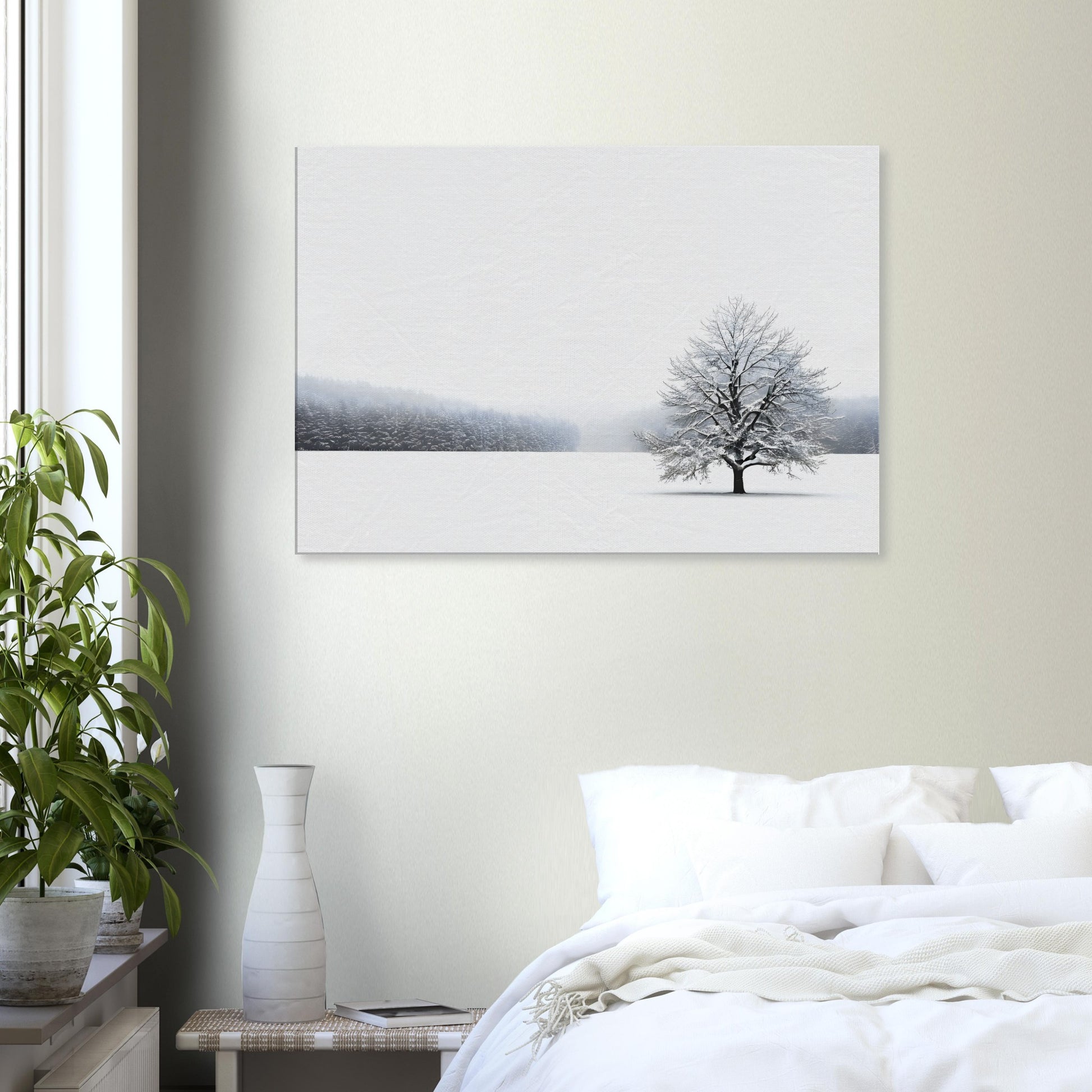 Minimalist Abstract Winter Landscape Canvas Art for Home Decor