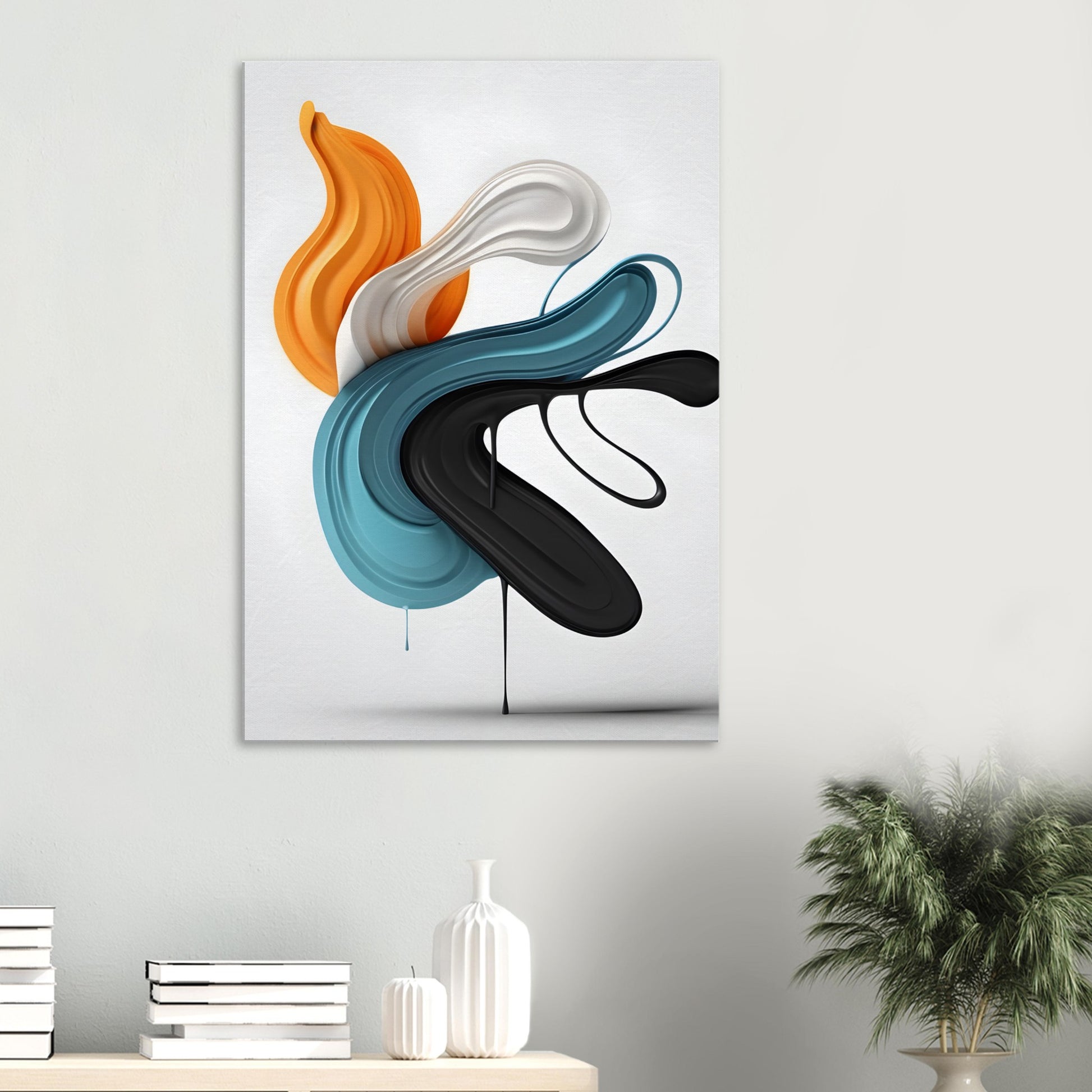 Flowing Colors: Minimalist Abstract Canvas Print Art