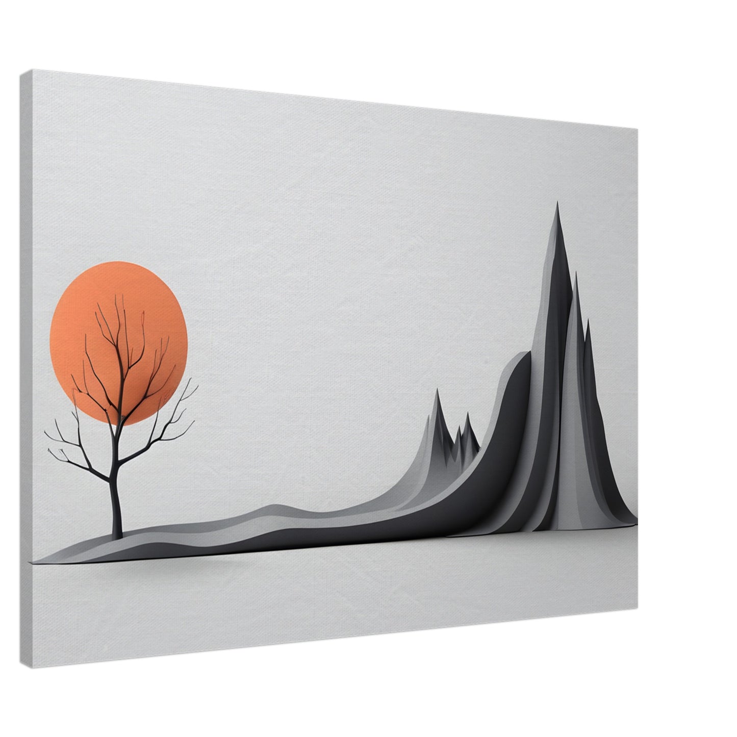 Minimalist Abstract Landscape Canvas Print with Orange Sun