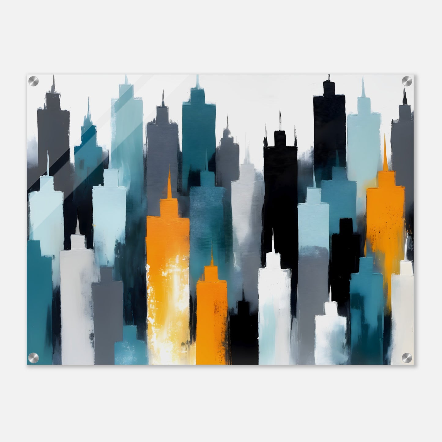 Dynamic Skyline: Abstract Minimalist Acrylic Art