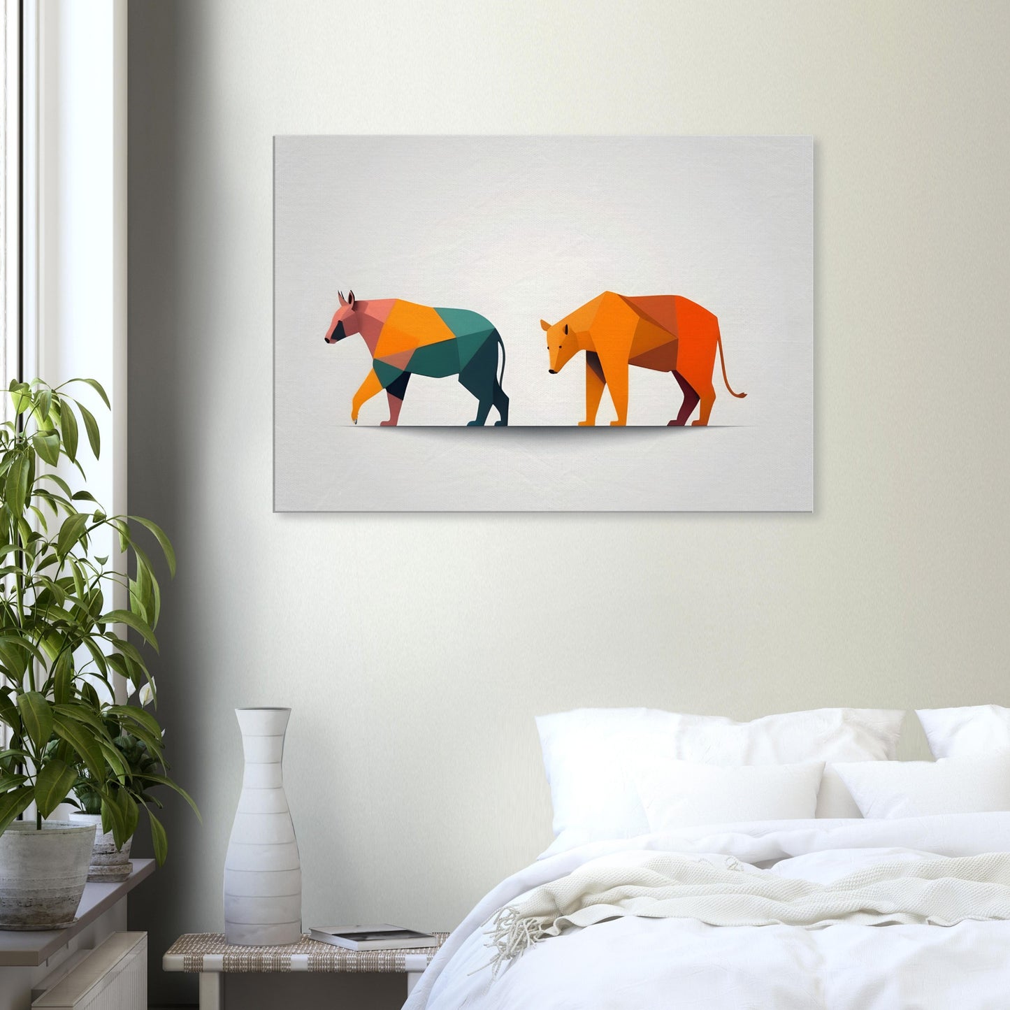 Origami Animals - Vibrant Geometric Canvas Wall Art