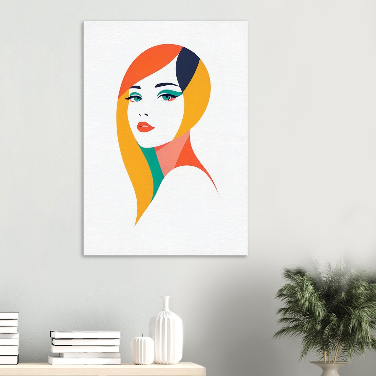 Vibrant Aura - Modern Minimalist Abstract Portrait Art Canvas