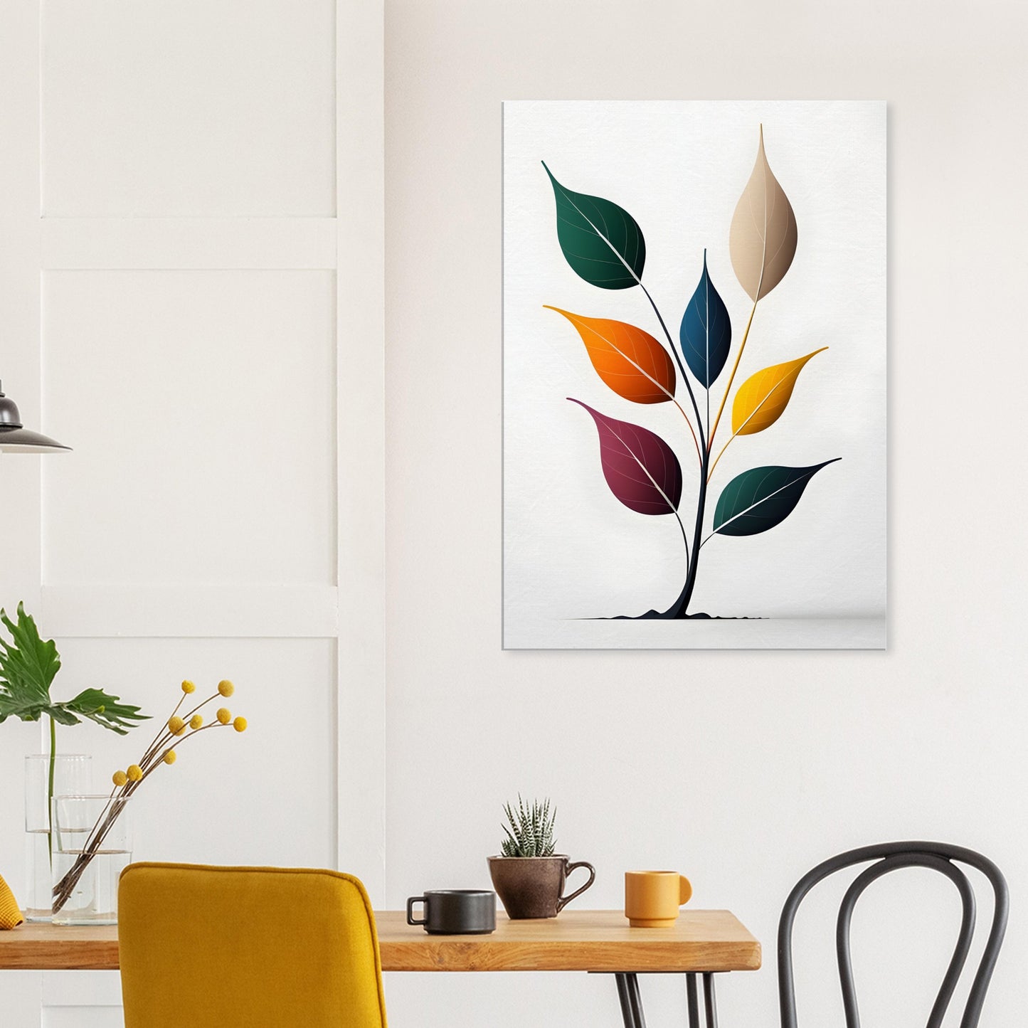 Minimalist Abstract Leaf Art Canvas Print for Modern Spaces