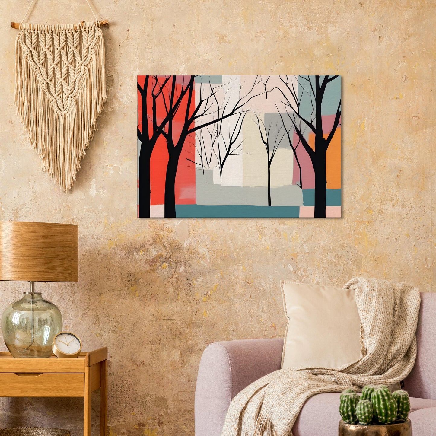 Whispered Hues - Abstract Trees Canvas Print for Modern Spaces