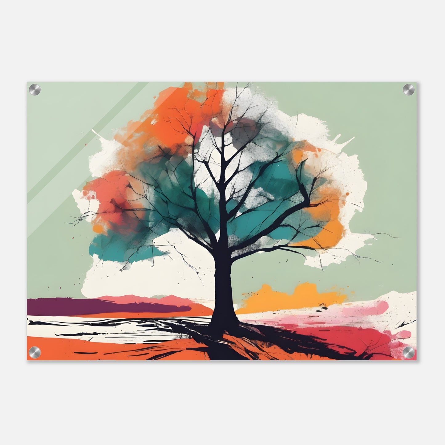 Whimsical Tree - Vibrant Minimalist Acrylic Print Art