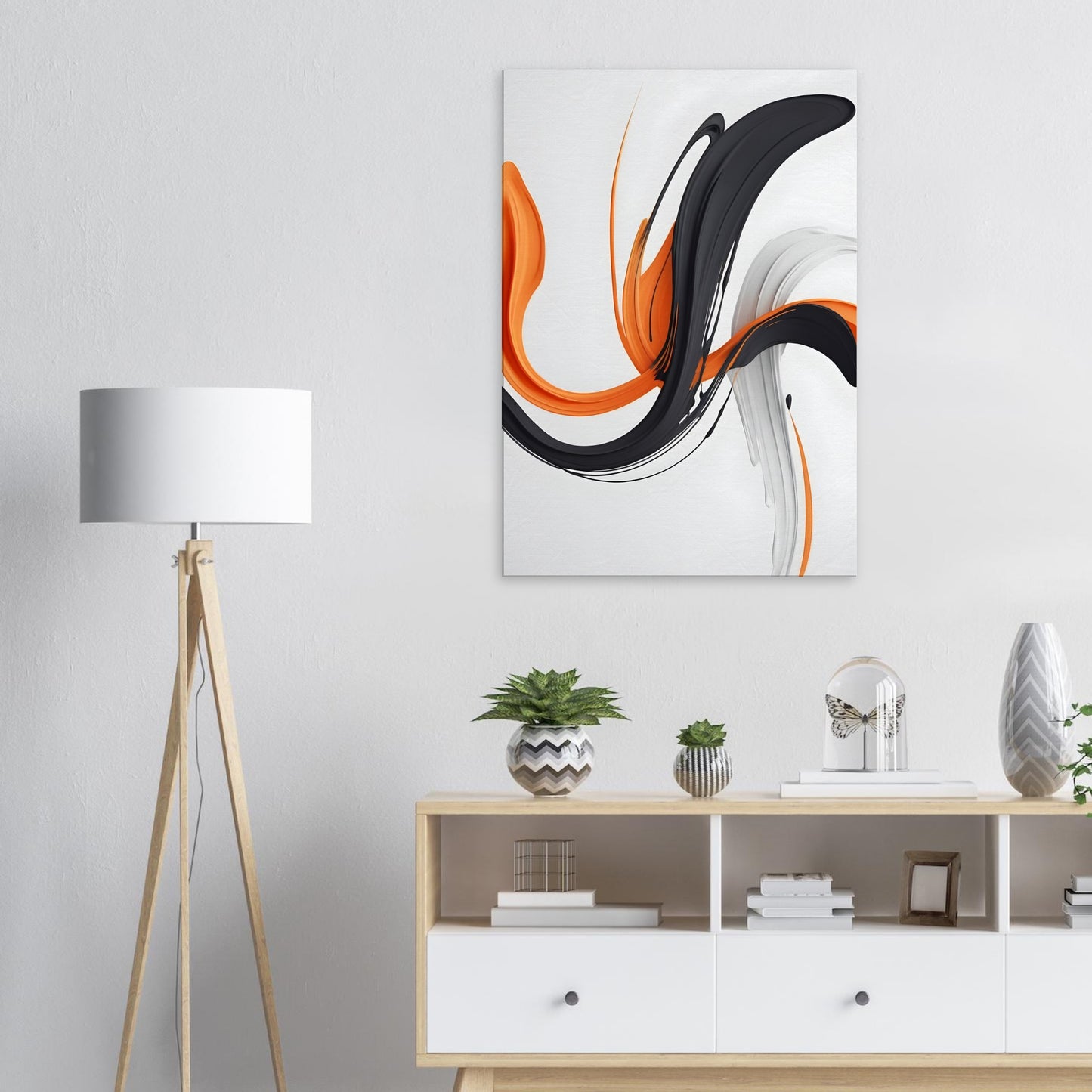 Minimalist Abstract Canvas Print in Black and Orange